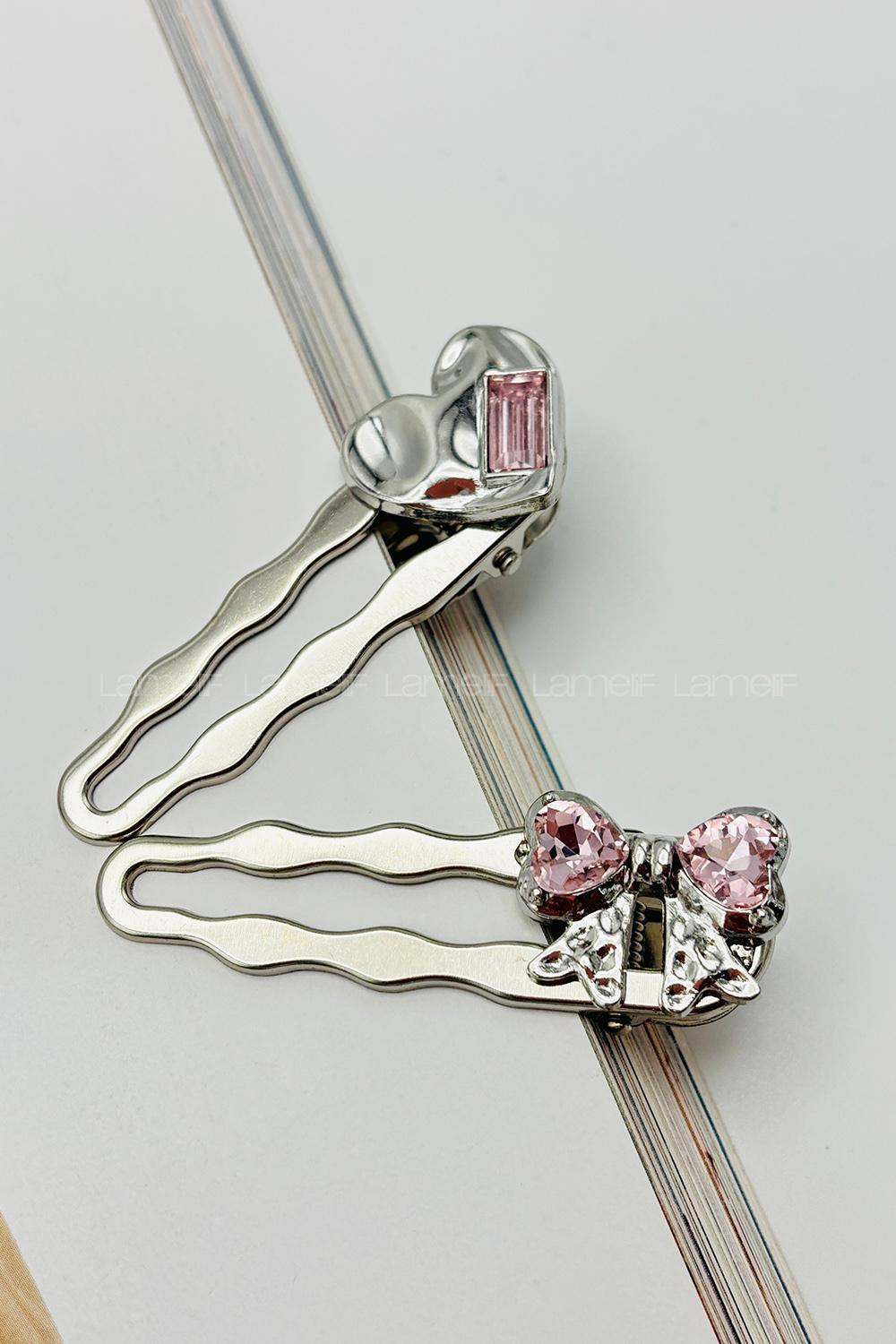 Lamelif  2 li Set Taşlı Kurdele ve Kalp Toka