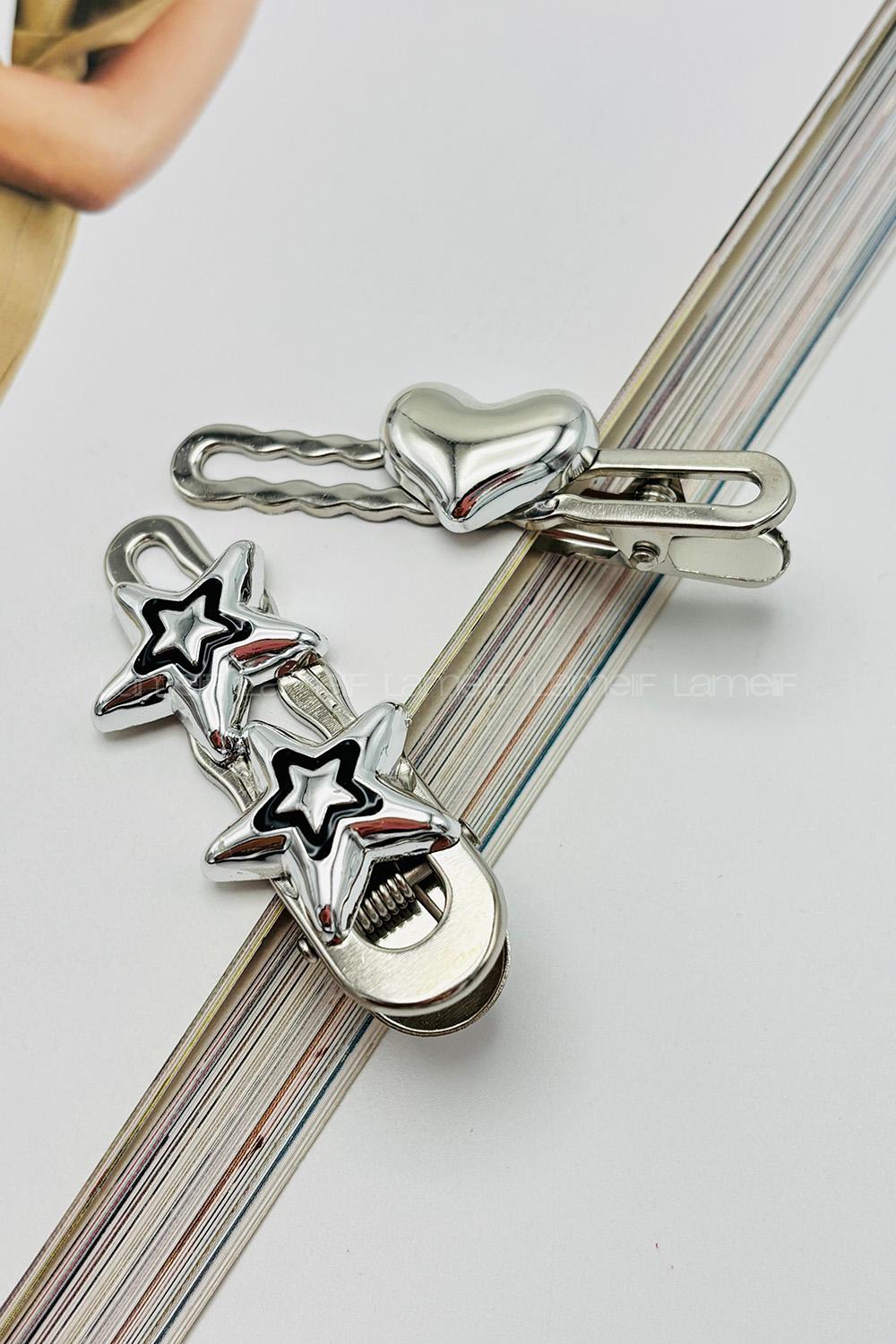 Lamelif  2 li Set Taşlı Yıldız ve Kalp Toka