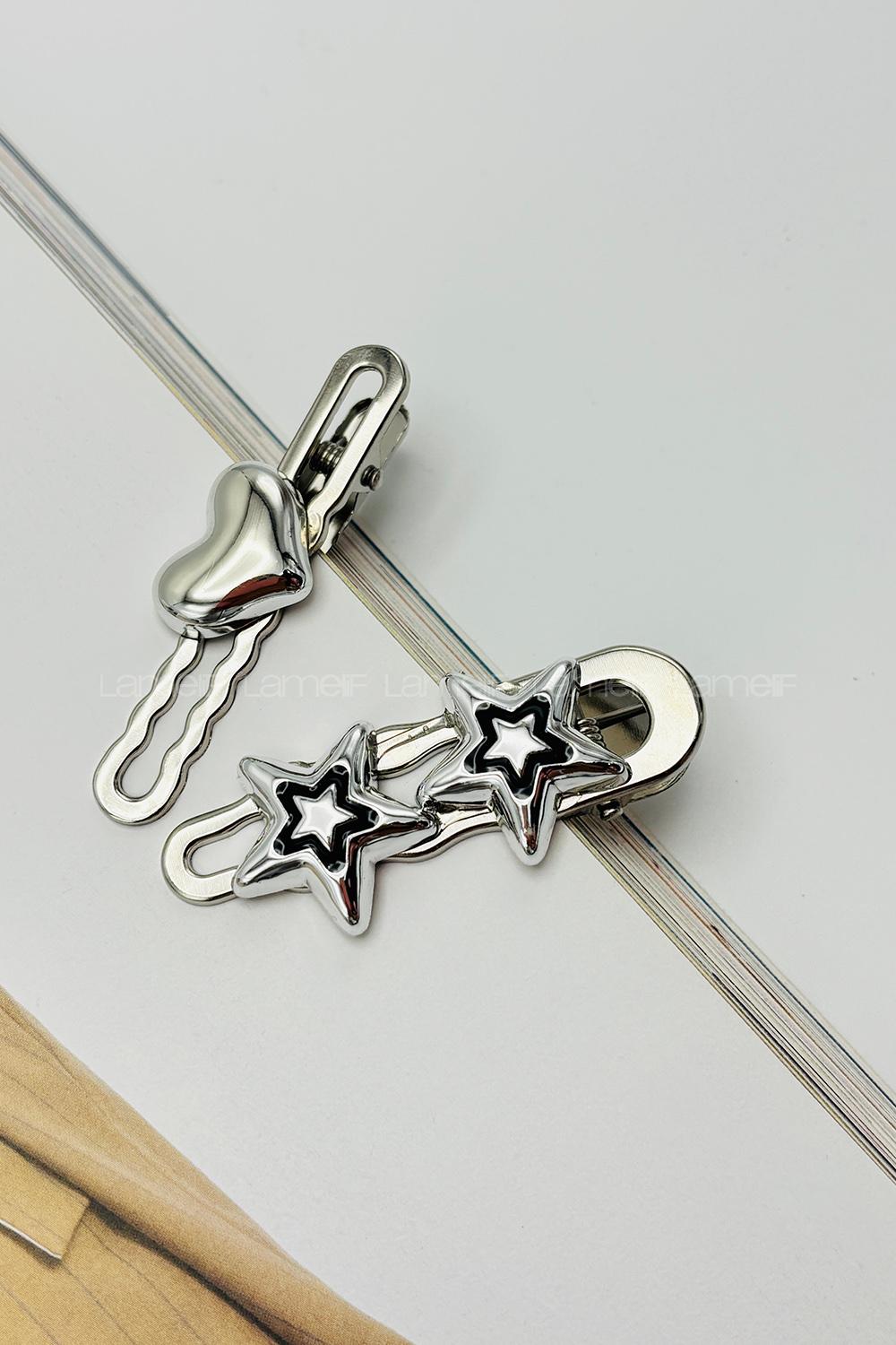 Lamelif  2 li Set Taşlı Yıldız ve Kalp Toka