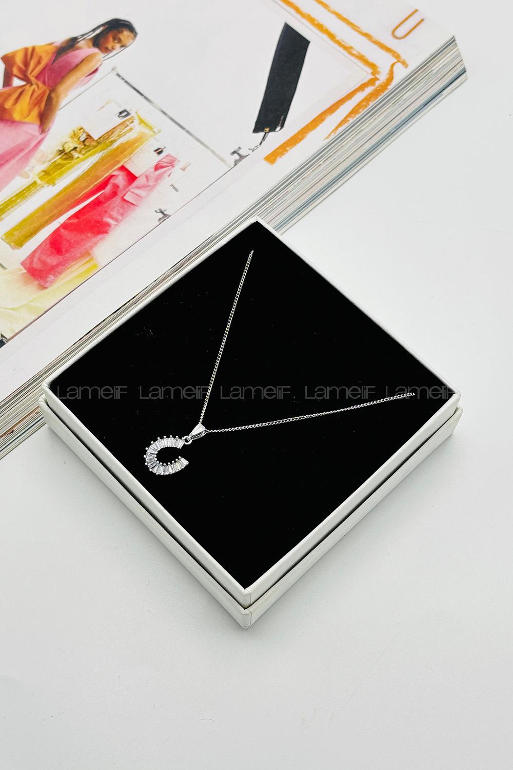 Lamelif Gümüş Kristal Taşlı Zirkon Kolye