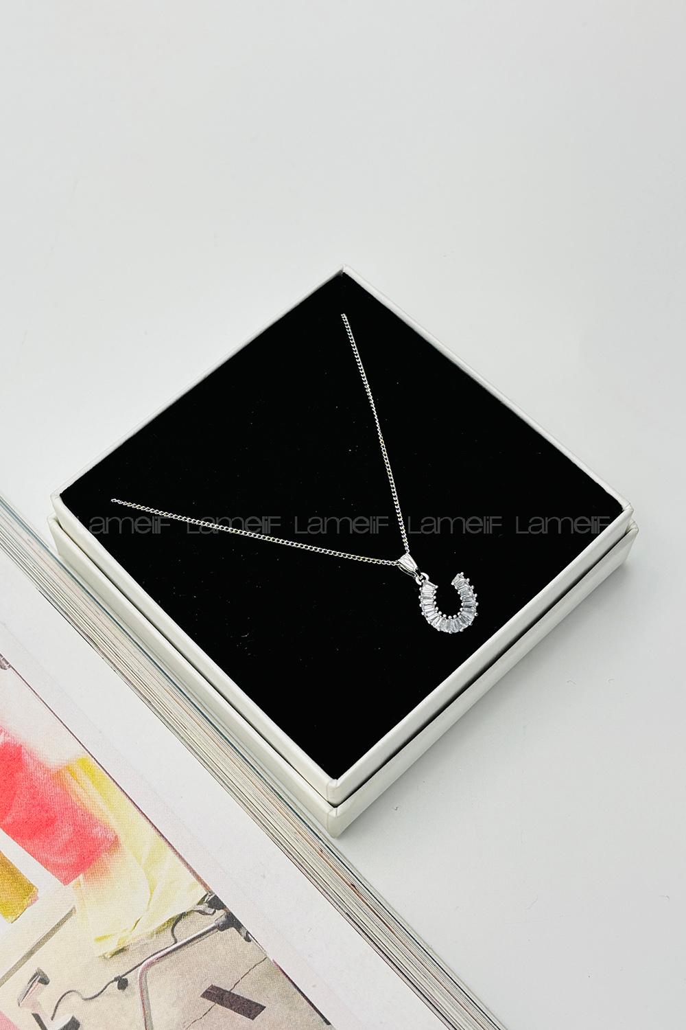 Lamelif Gümüş Kristal Taşlı Zirkon Kolye