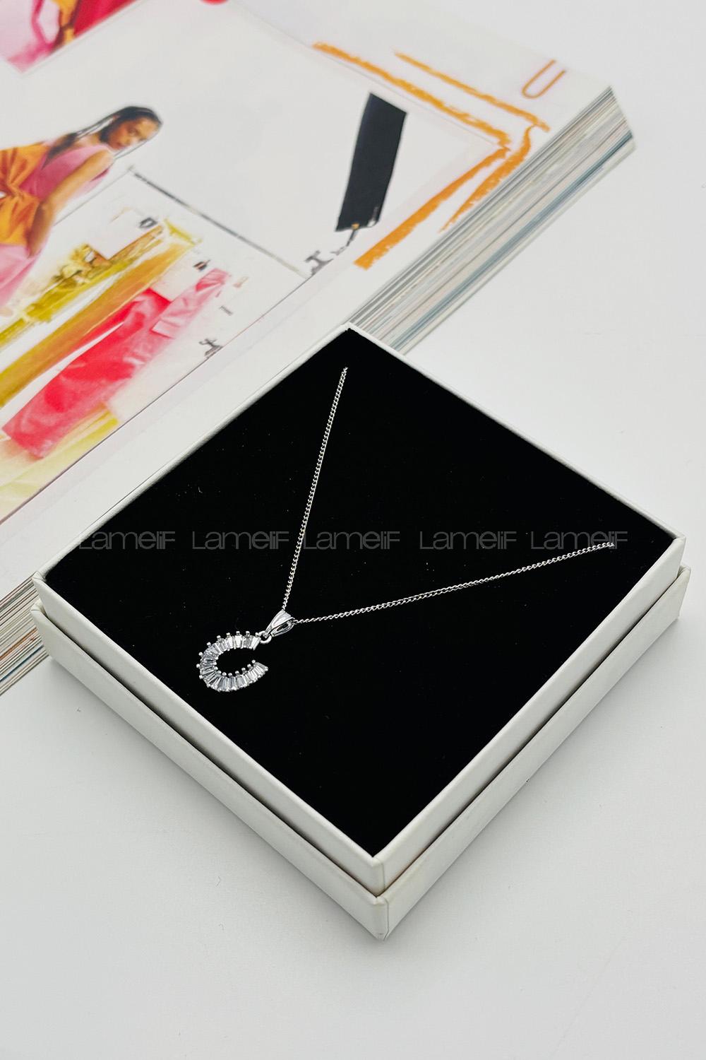 Lamelif Gümüş Kristal Taşlı Zirkon Kolye