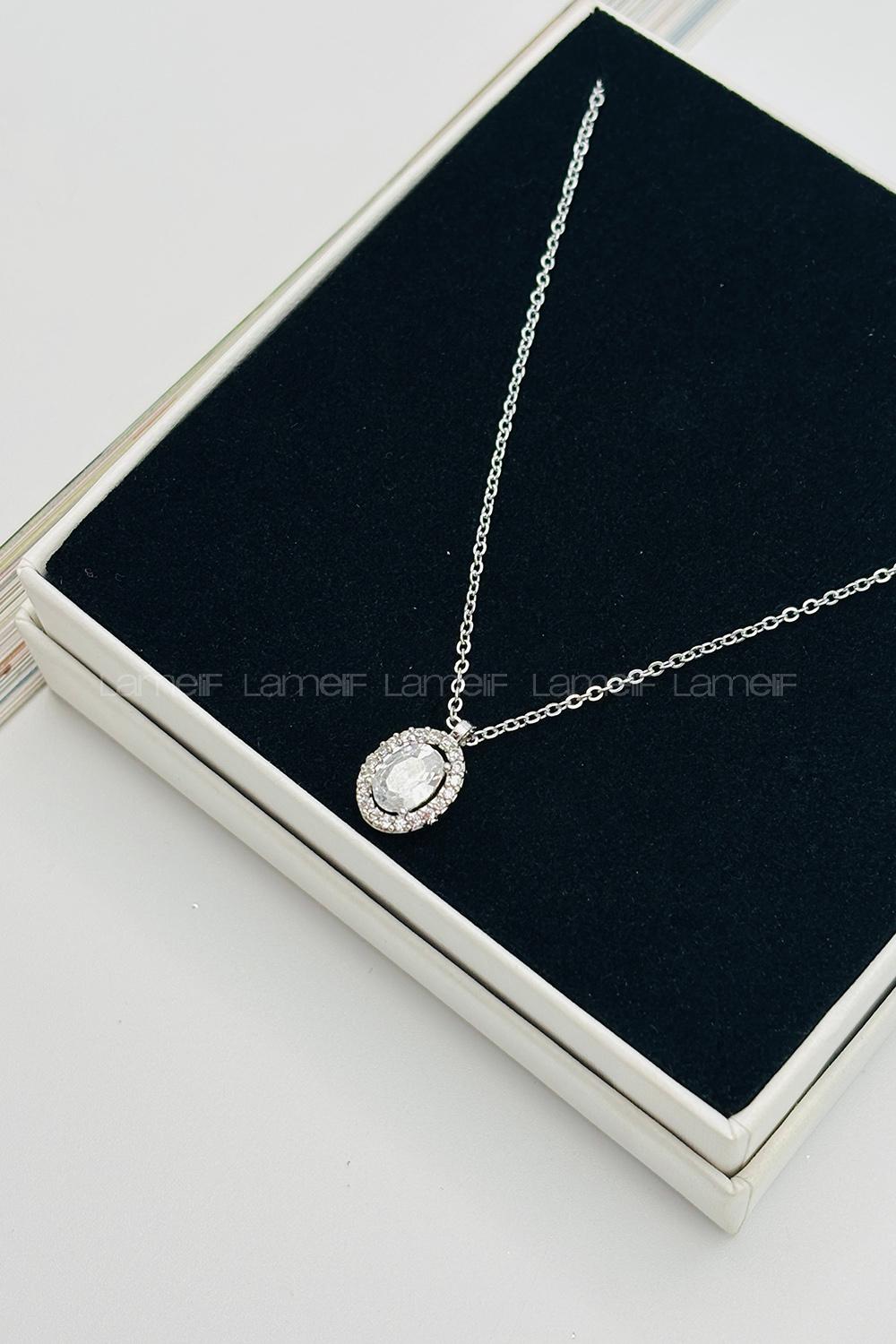 Lamelif Gümüş Zirkon Damla Kolye