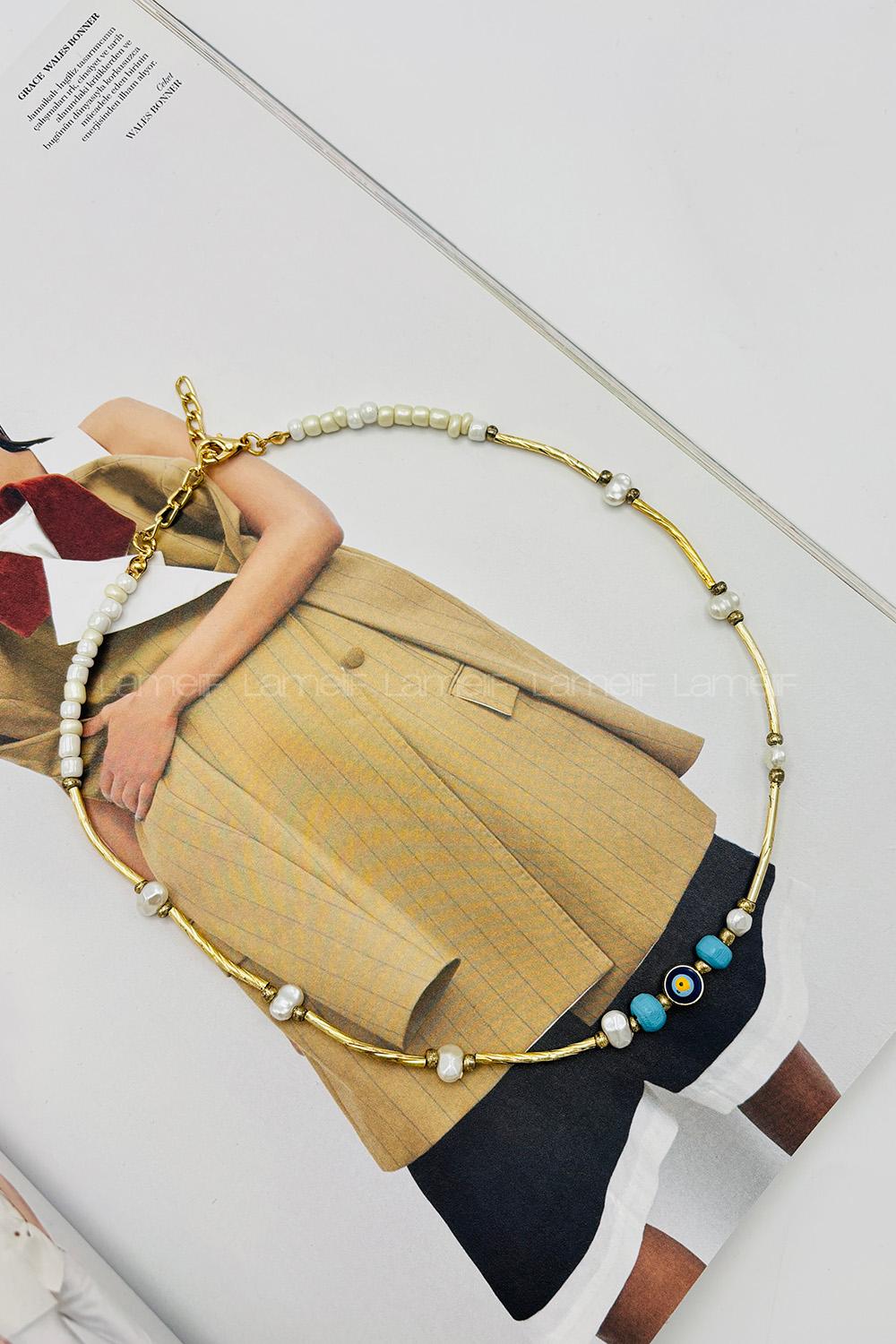 Lamelif Nazar Charmlı İnci Kolye