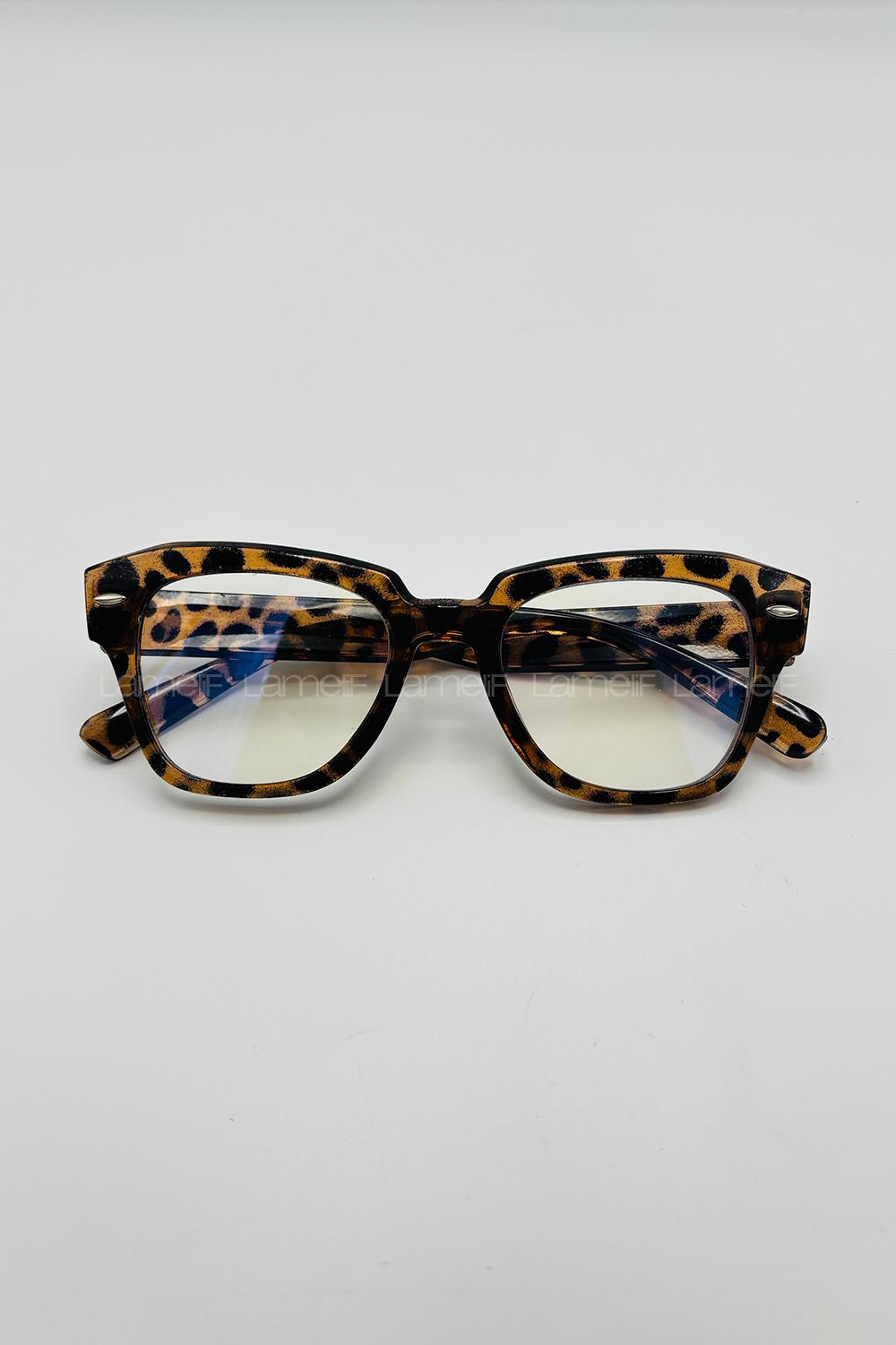 Lamelif İnes Leopar Çerçeve Şeffaf İmaj Gözlük