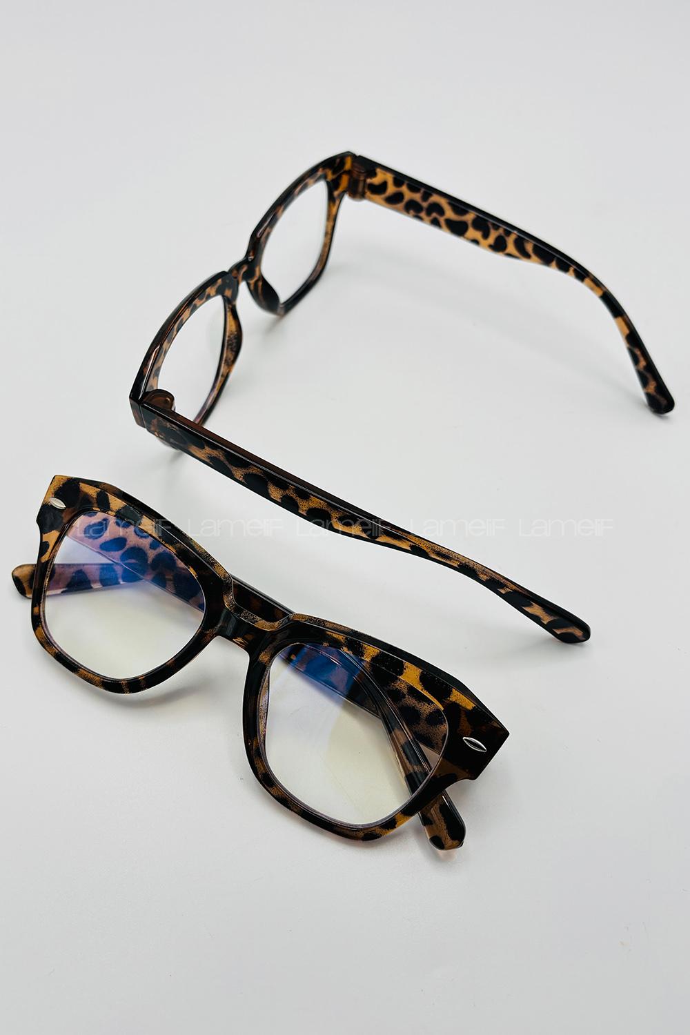 Lamelif İnes Leopar Çerçeve Şeffaf İmaj Gözlük