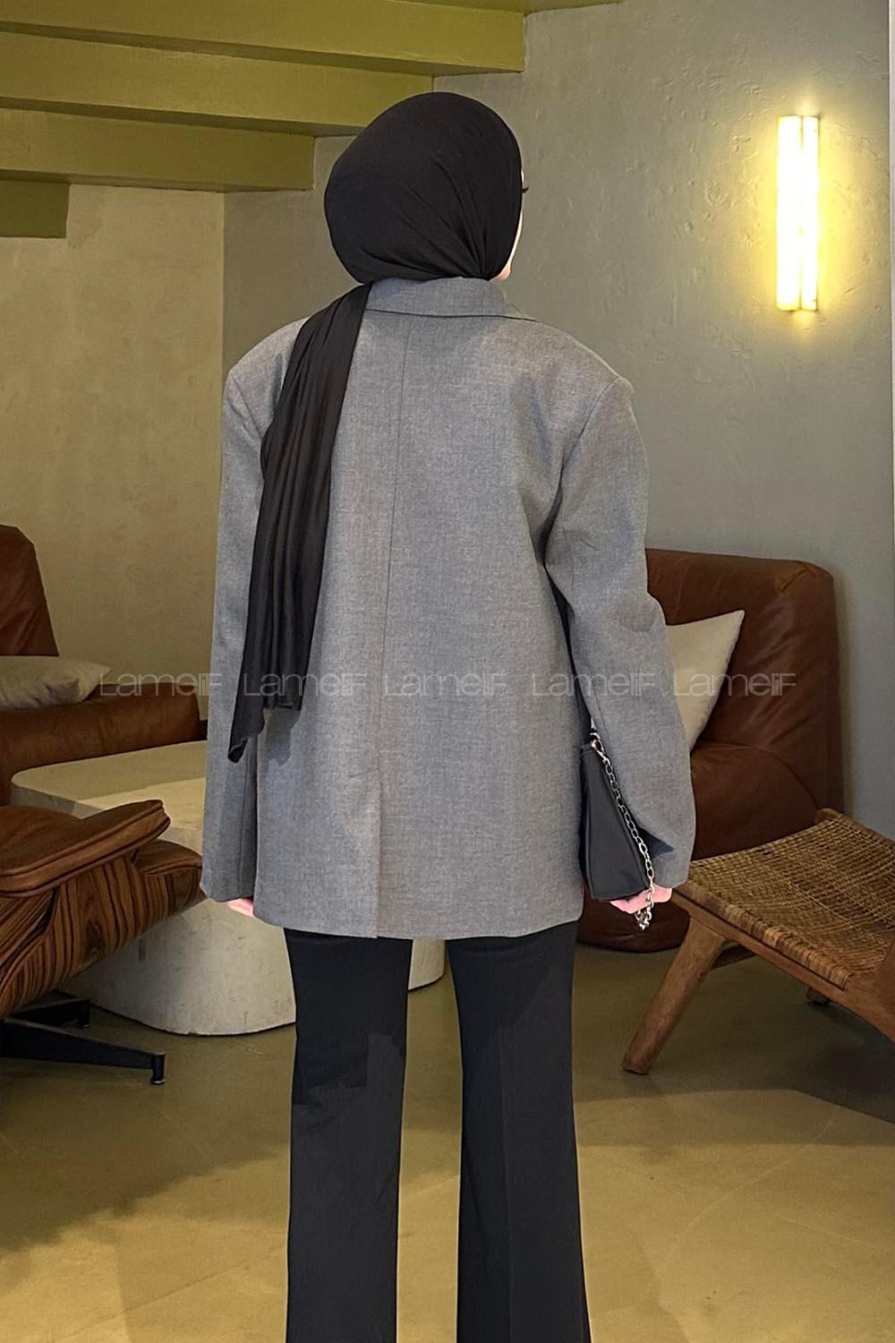 Lamelif Kapak Cep Blazer Ceket Antrasit