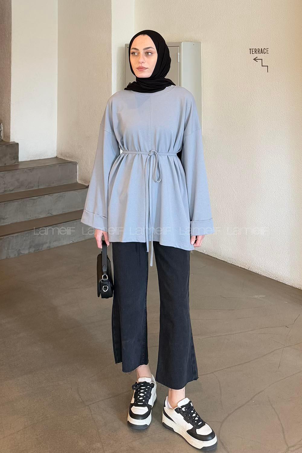 Gray Crew Neck Long Arm Sweatshirt