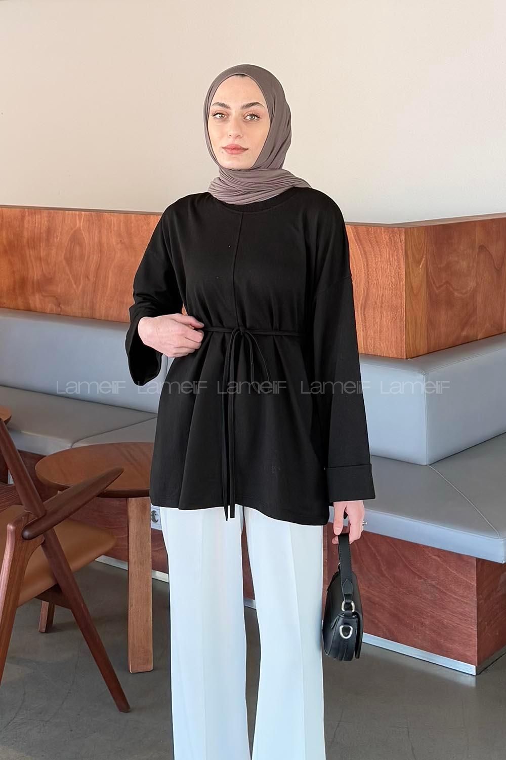 Black Crew Neck Long Arm Sweatshirt
