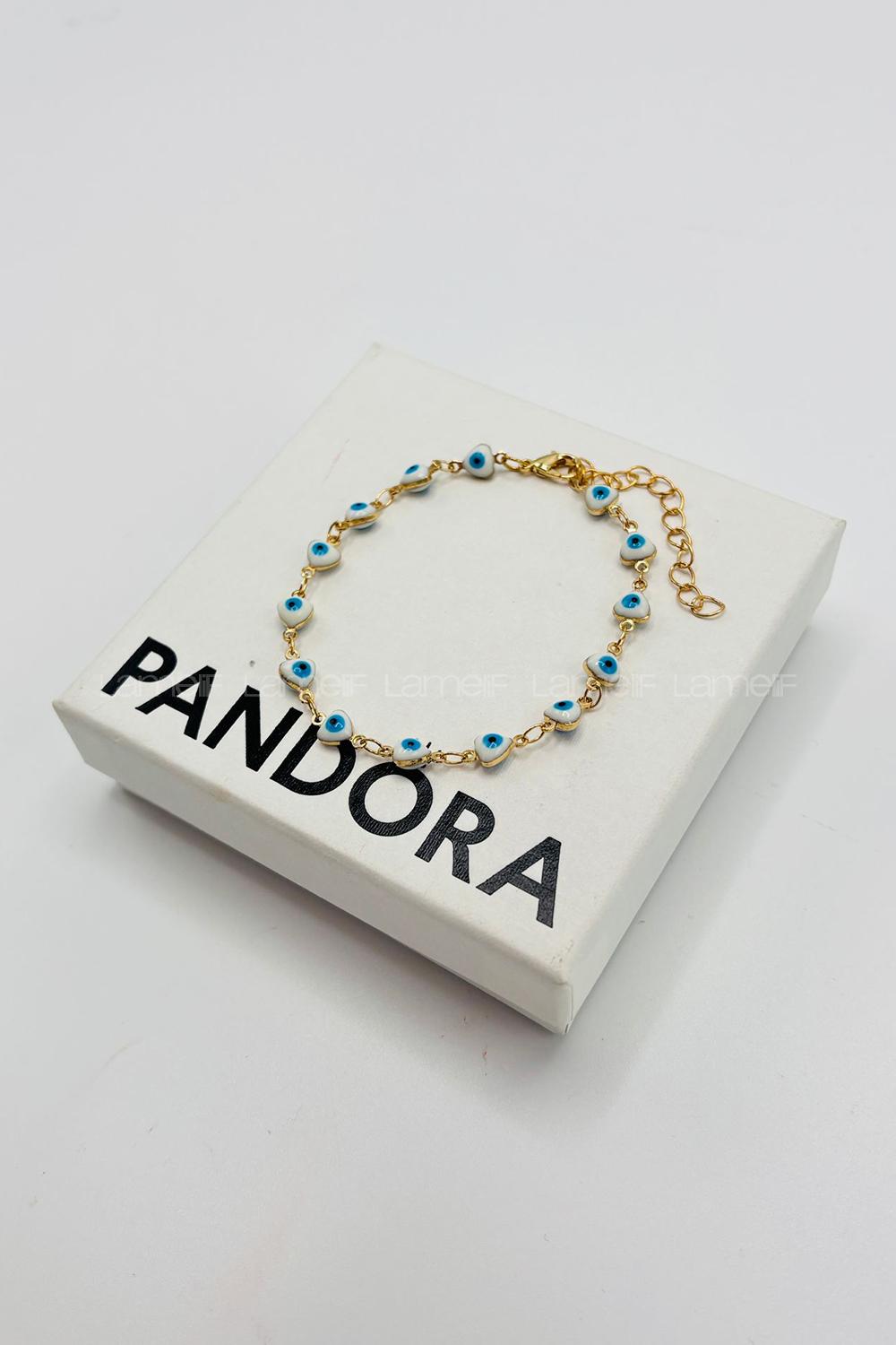 Lamelif Beyaz Kalp Nazar Boncuklu Zarif Bileklik