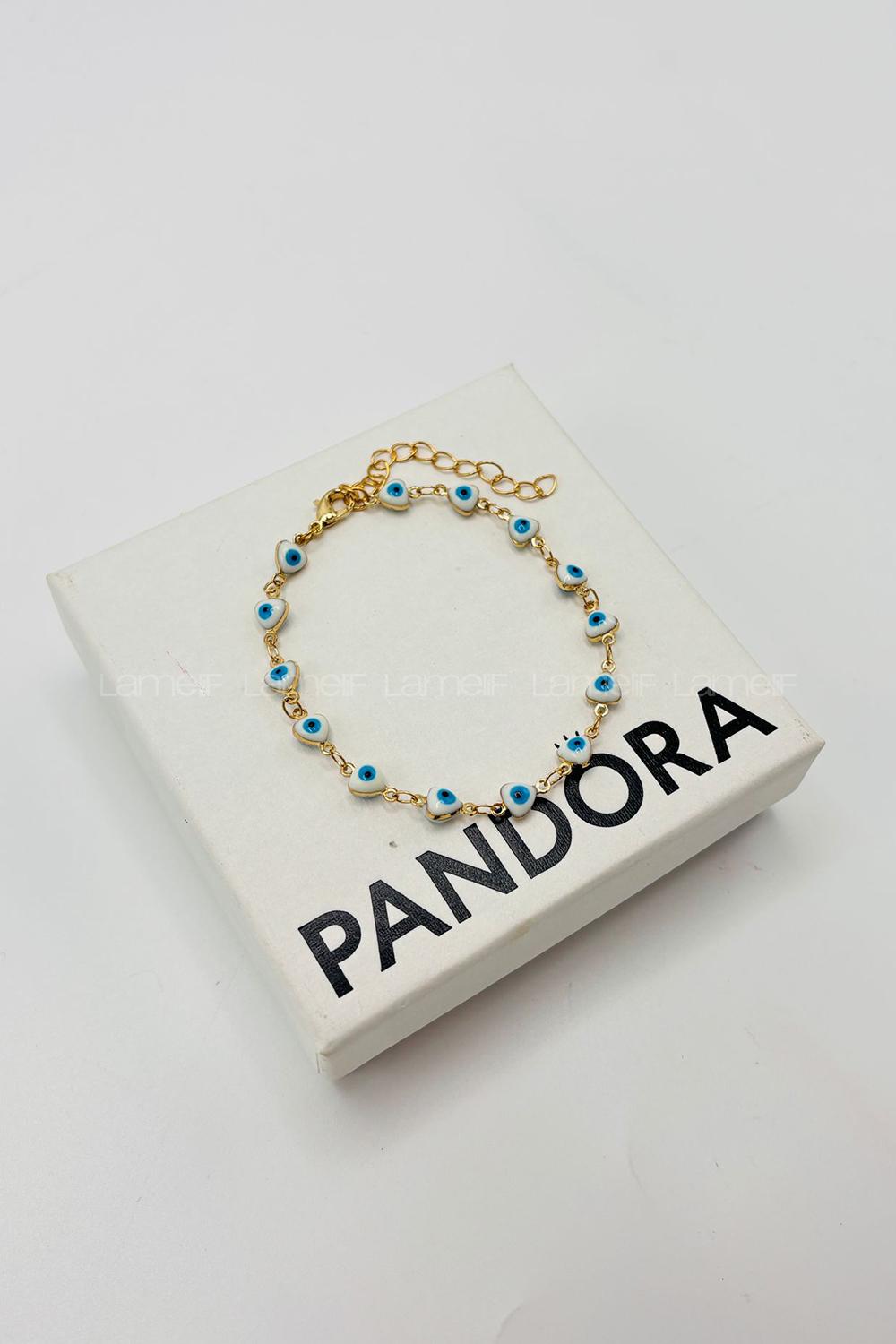 Lamelif Beyaz Kalp Nazar Boncuklu Zarif Bileklik