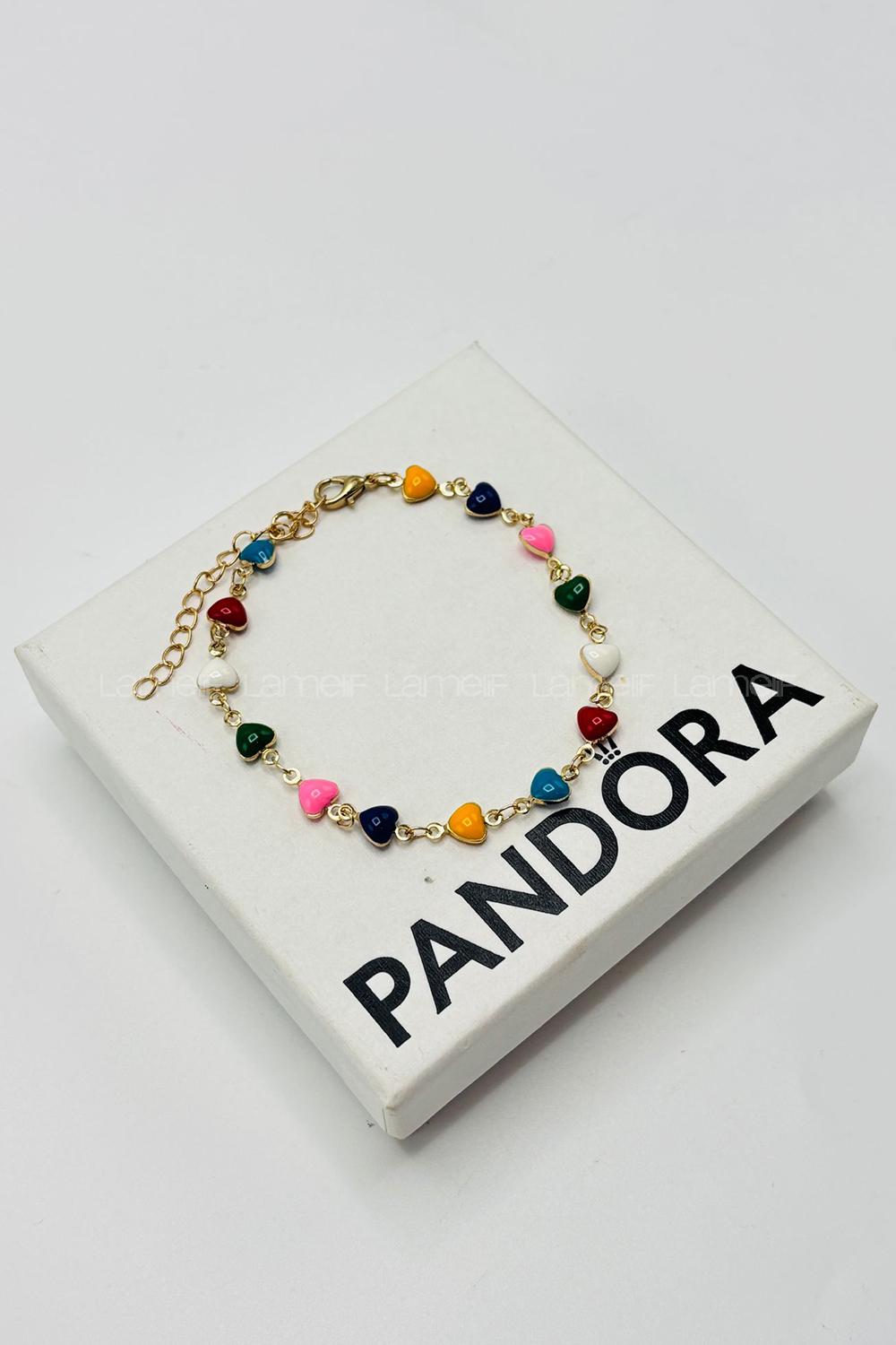 Lamelif Gold Çokrenkli Kalp Zarif Bileklik