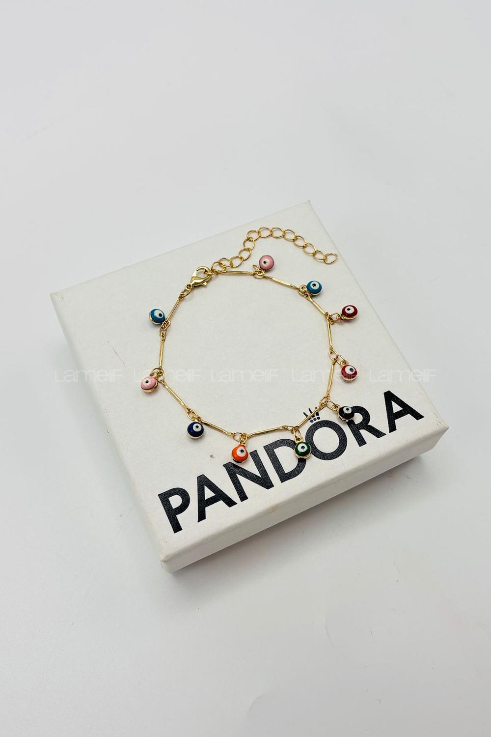 Lamelif Gold Çokrenkli Sallantılı Nazar Boncuk Zarif Bileklik