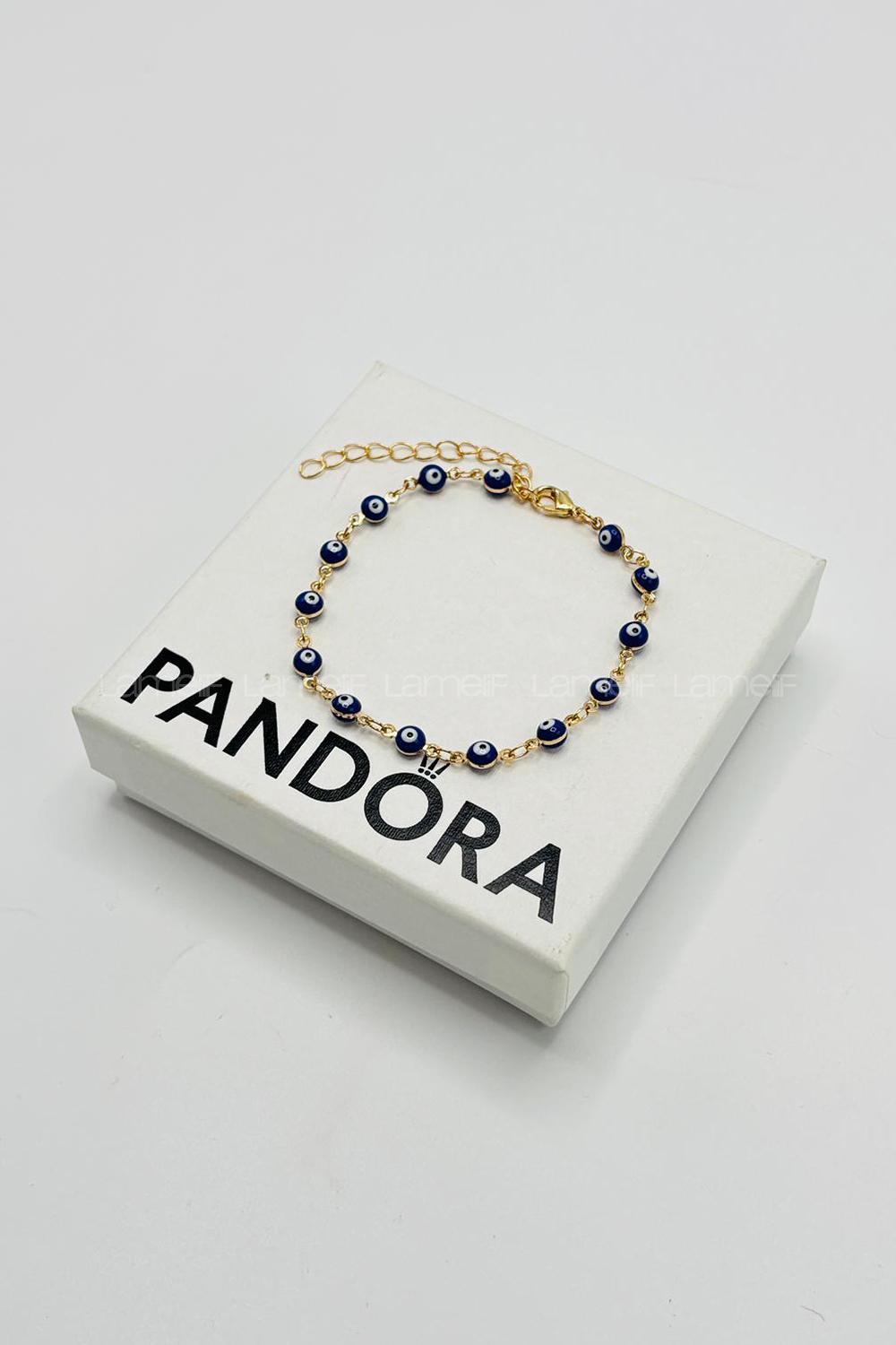 Lamelif Gold Lacivert Nazar Boncuk Zarif Bileklik