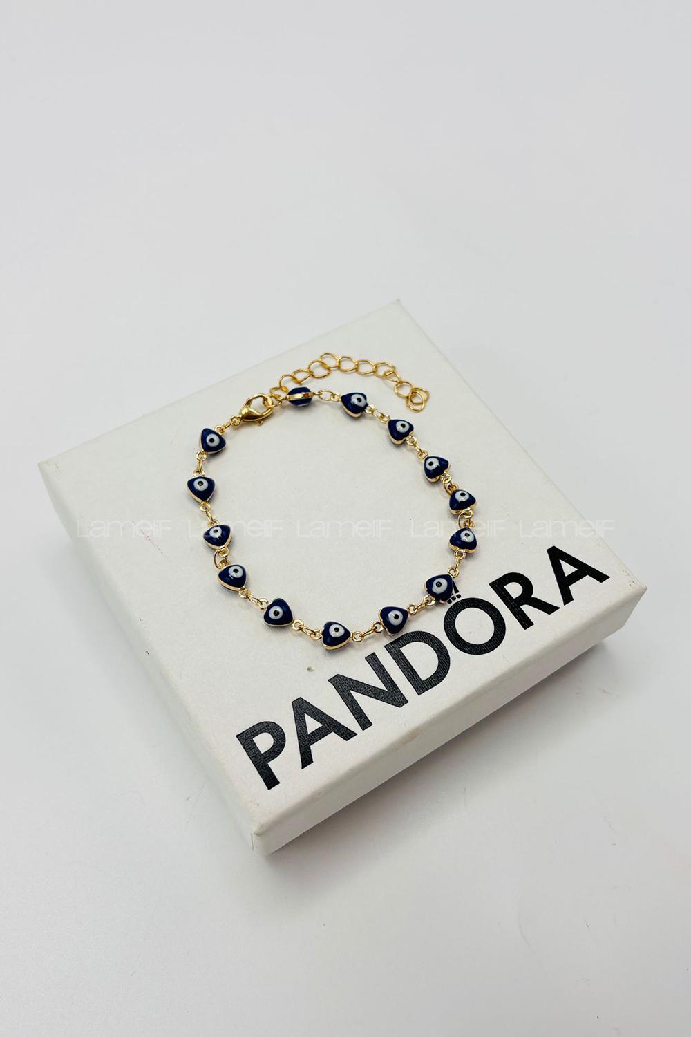 Lamelif Lacivert Kalp Nazar Boncuklu Zarif Bileklik