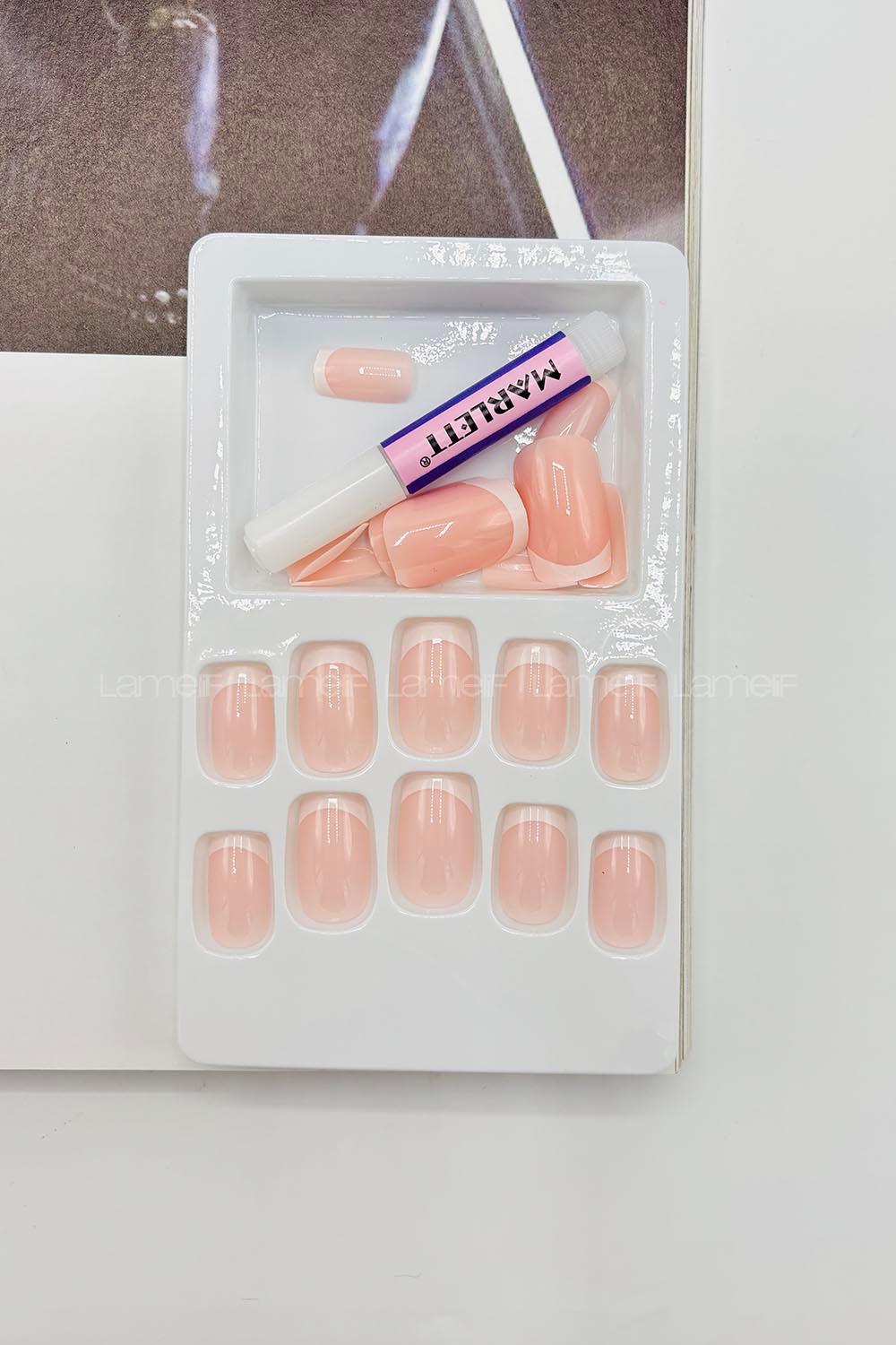 Lamelif Gold Beauty French Takma Tırnak 24 lü Pudra