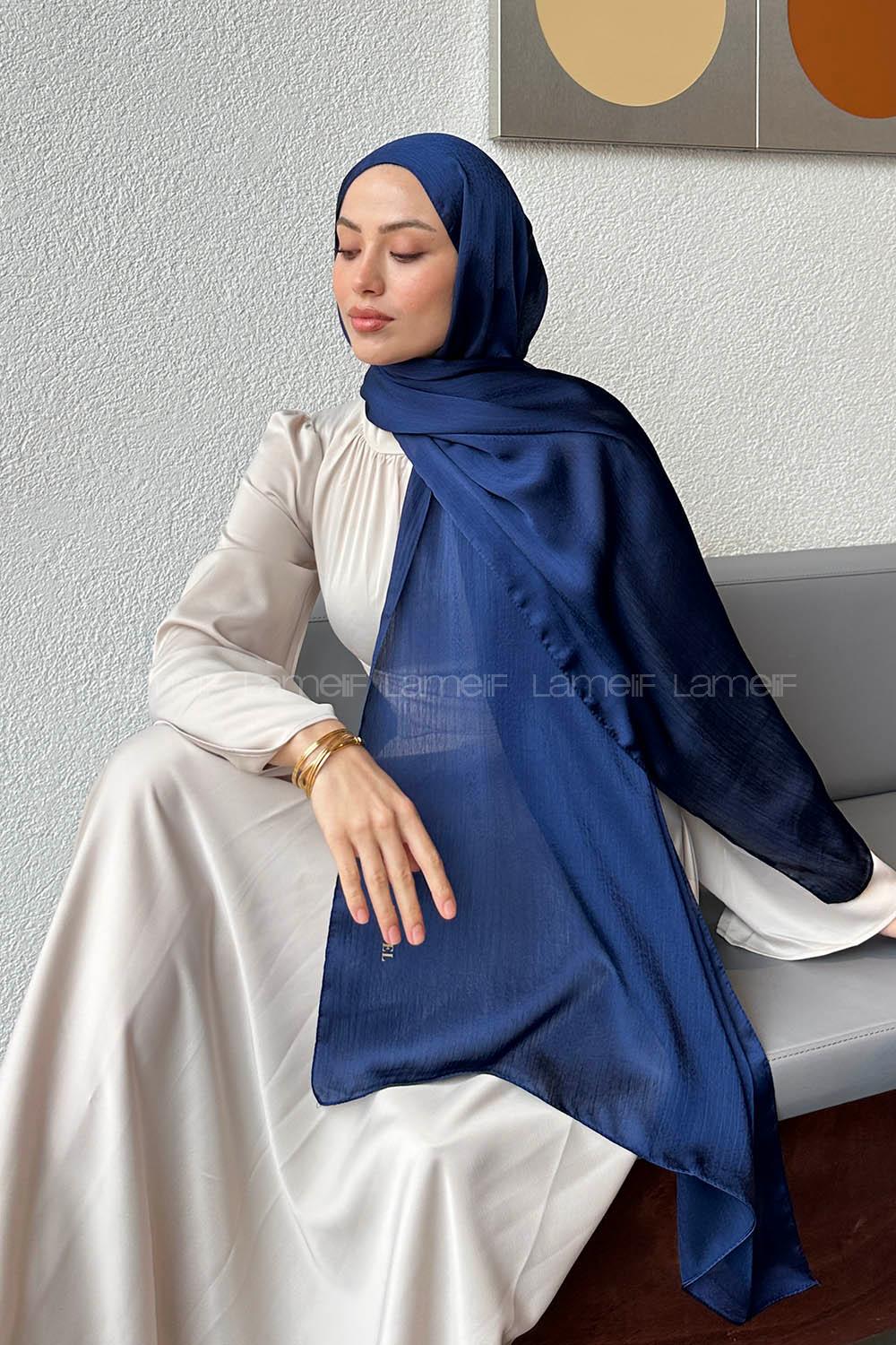 Lamelif Janjan Şal Gece Mavisi