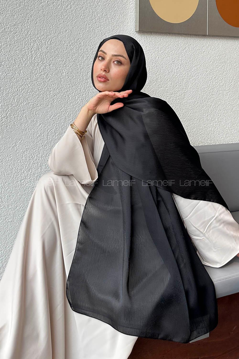Black Cotton Fabric Straight Shawl