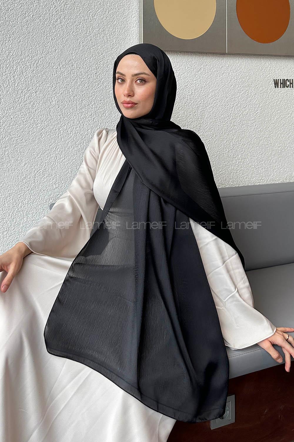 Black Cotton Fabric Straight Shawl