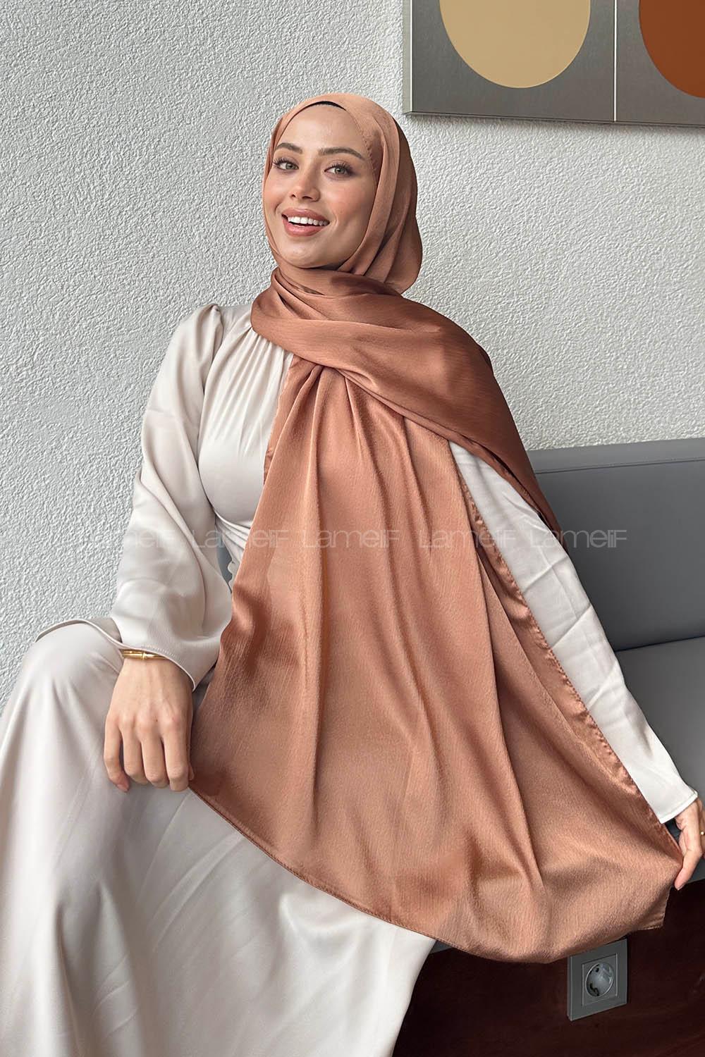 Brown With Milk Cotton Fabric Straight Shawl