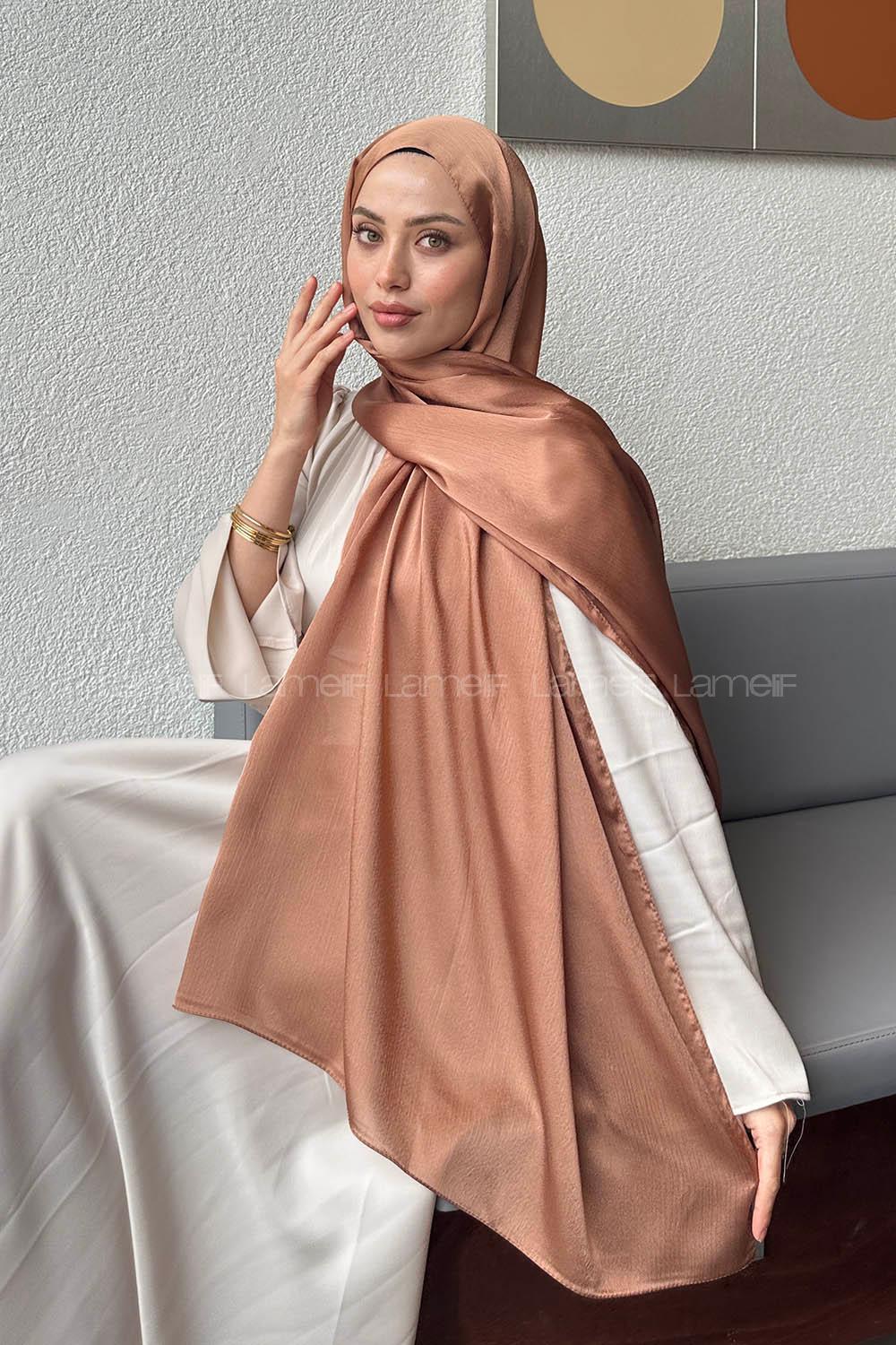 Brown With Milk Cotton Fabric Straight Shawl