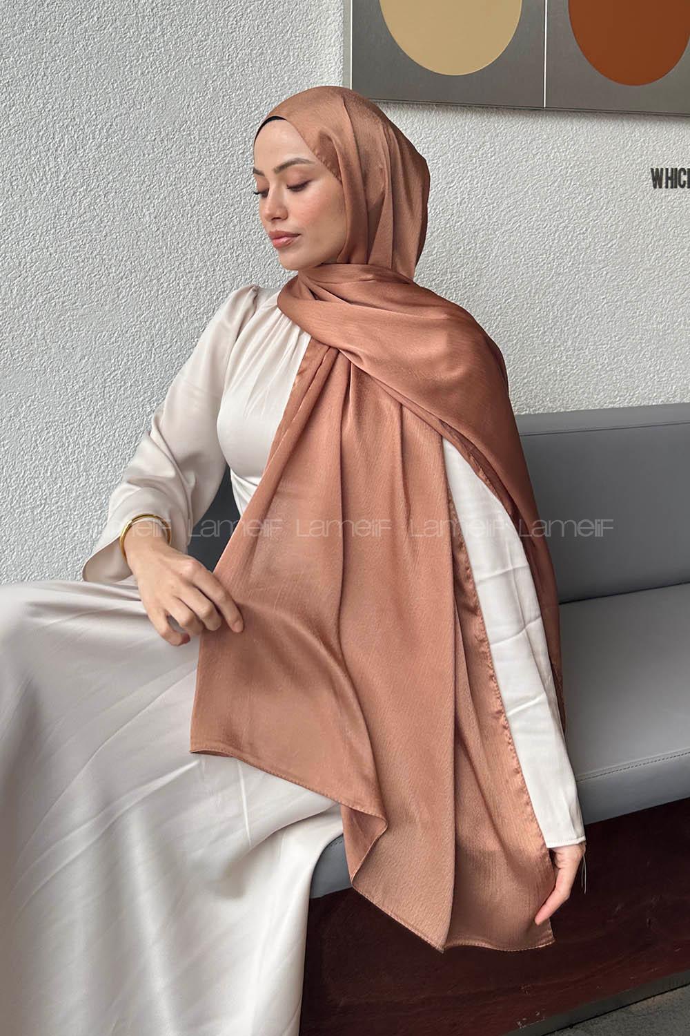 Brown With Milk Cotton Fabric Straight Shawl