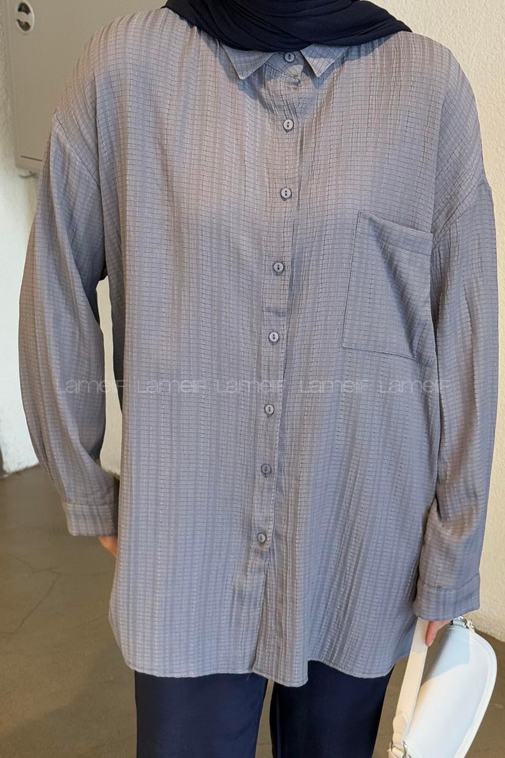 Anthracite Shirt Collar Long Arm Cotton Shirt