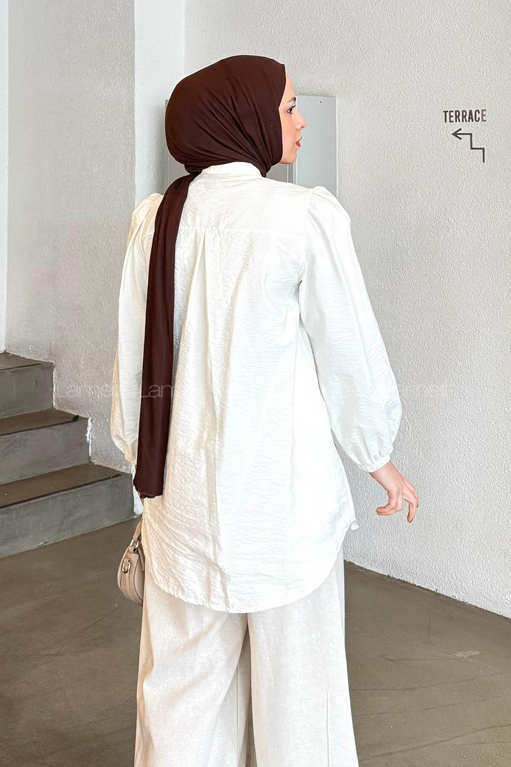 Lamelif Nakışlı Tesettür Gömlek