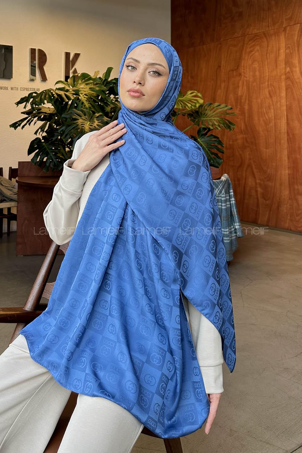 Lamelif GG Desen Jakar Serisi Şal İndigo