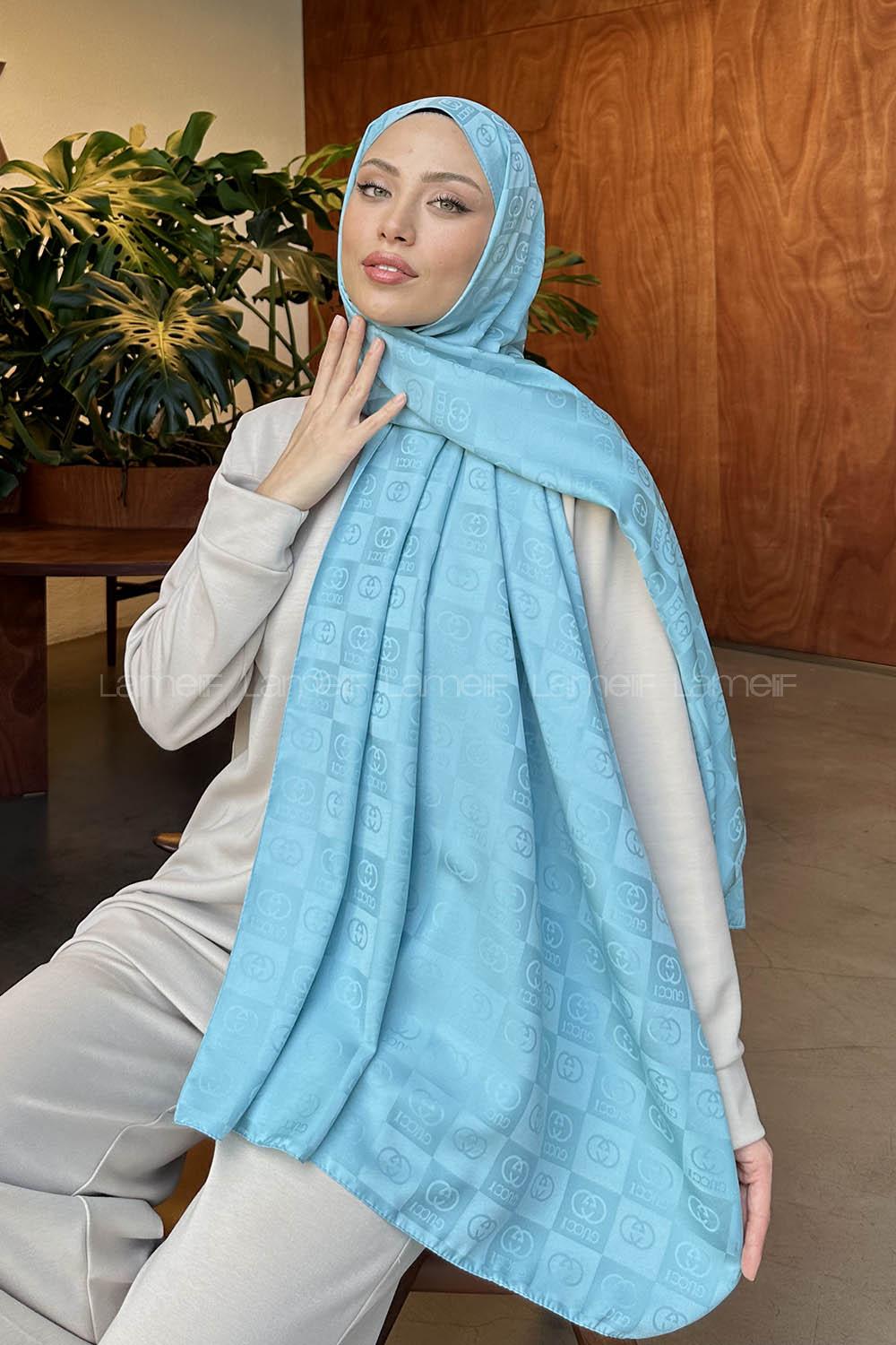 Lamelif GG Desen Jakar Serisi Şal Turkuaz