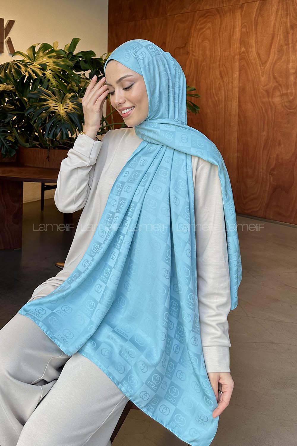 Lamelif GG Desen Jakar Serisi Şal Turkuaz