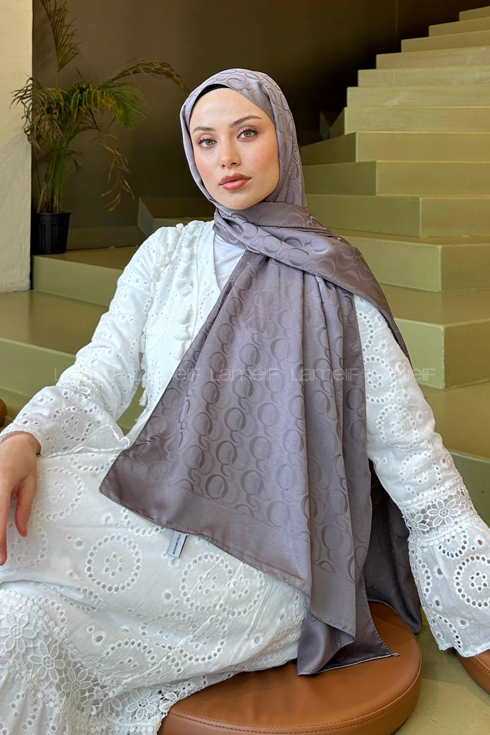 Lamelif Q Desen Jakar Serisi Şal Füme