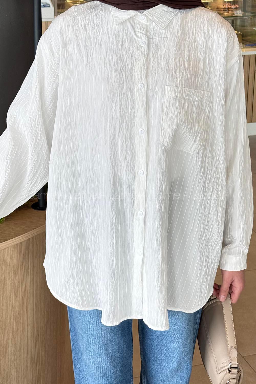 Lamelif Paris Tesettür Gömlek Beyaz