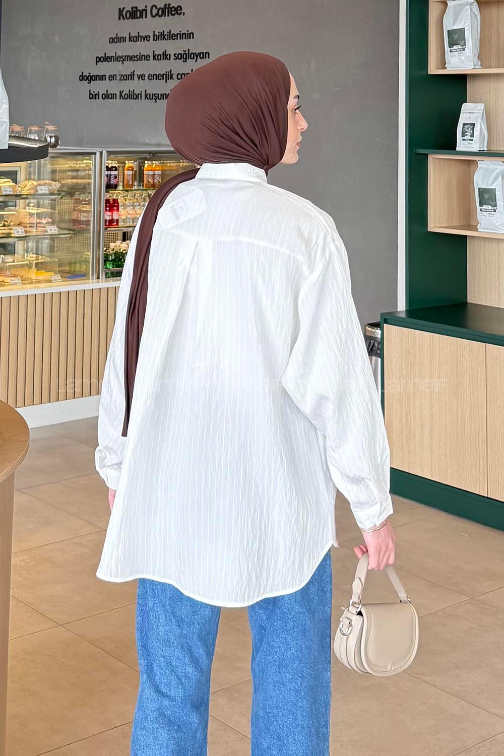 Lamelif Paris Tesettür Gömlek Beyaz