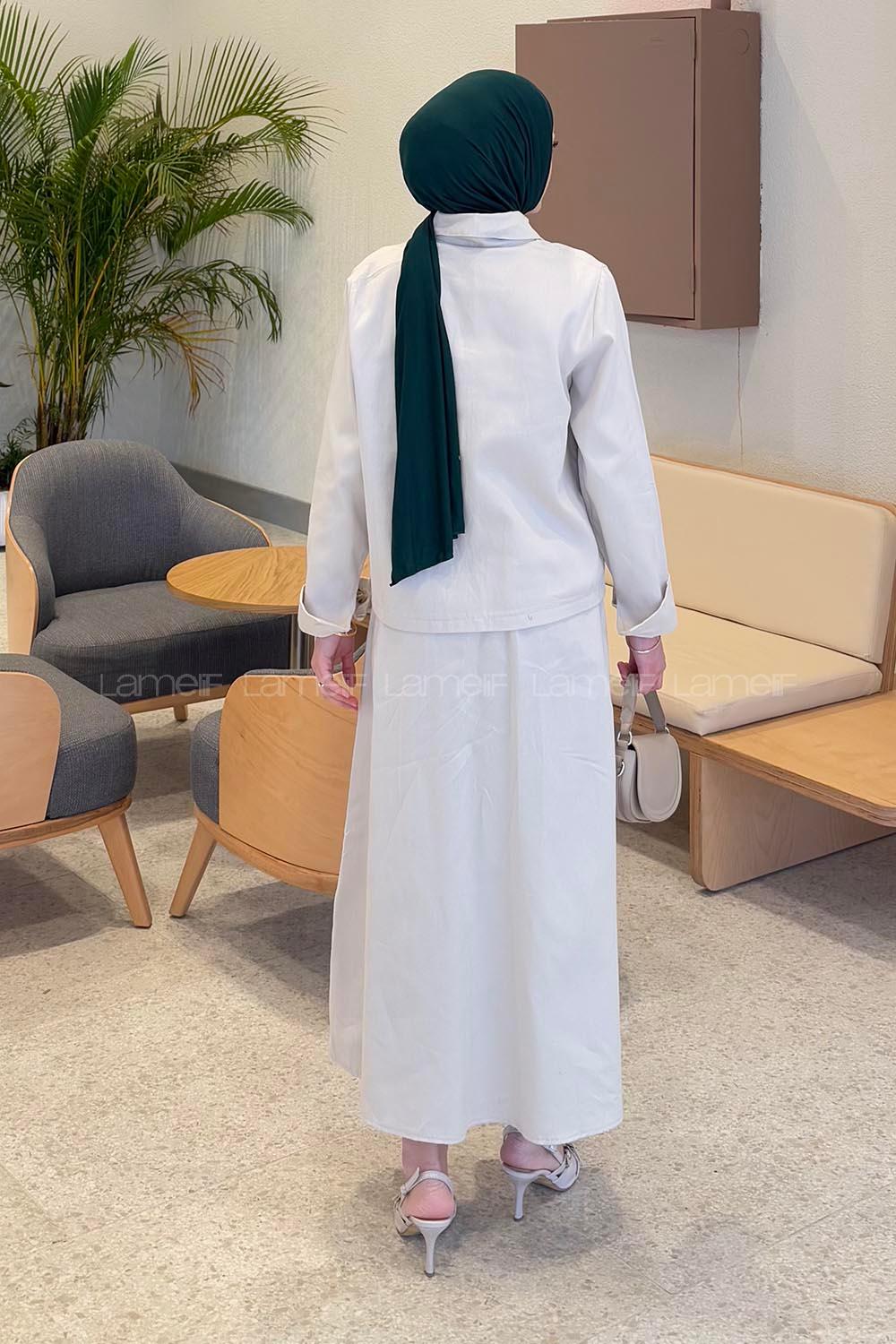 Stone Shirt Collar Long Arm Gabardin Flare Suit