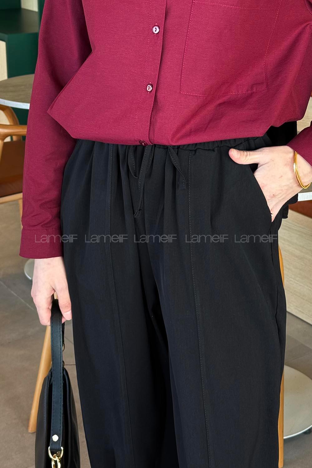 Black Polyester High Waist Carrot Pant Pants