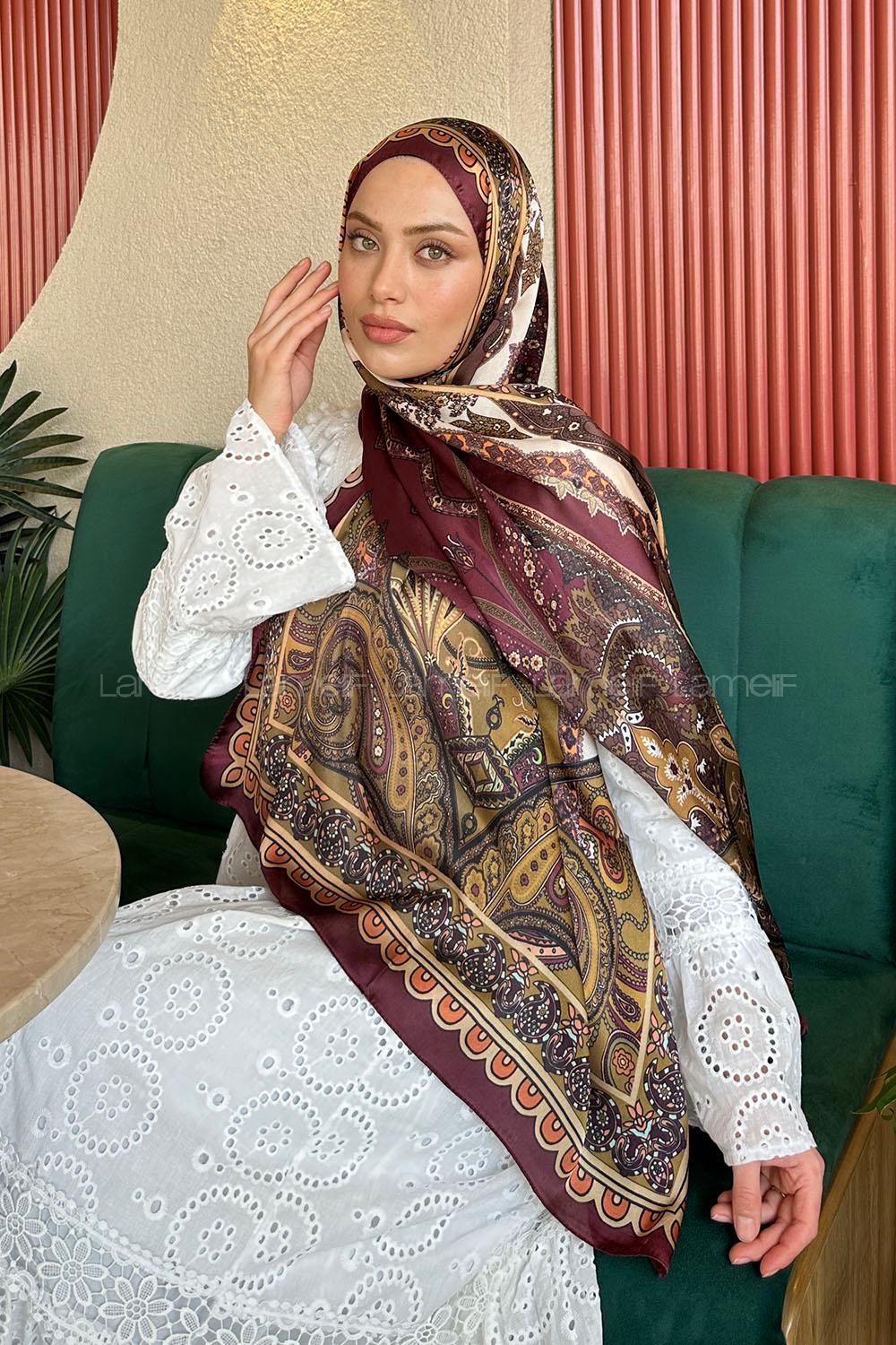 Plum Cotton Striped Shawl