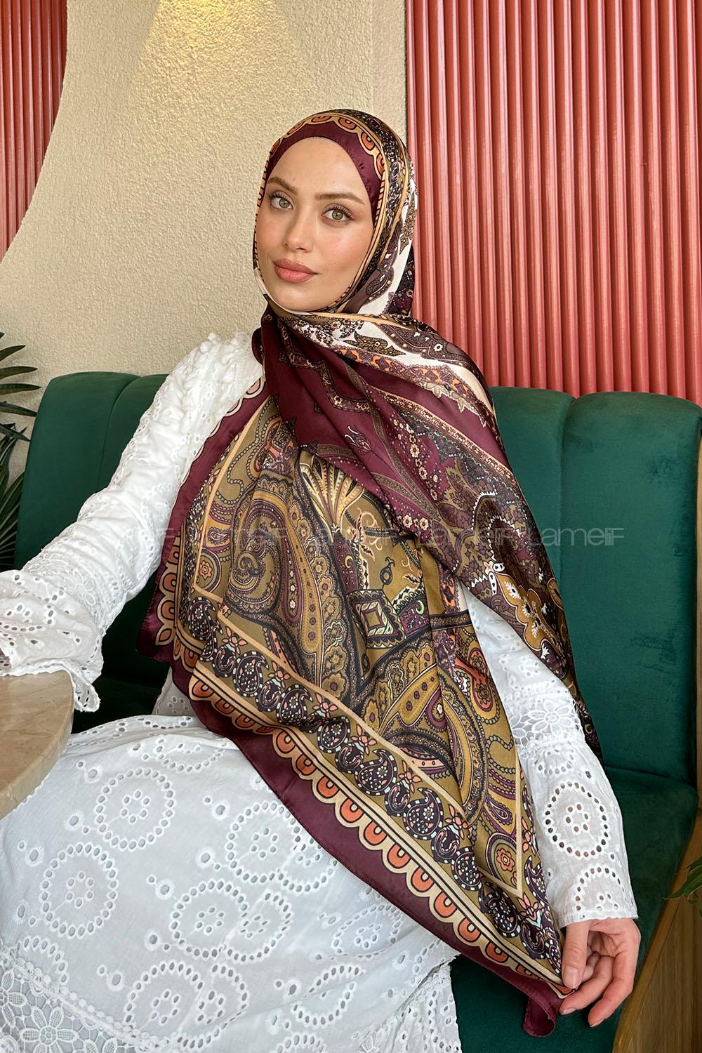 Plum Cotton Striped Shawl