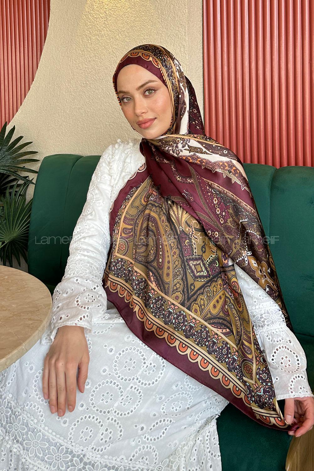 Plum Cotton Striped Shawl