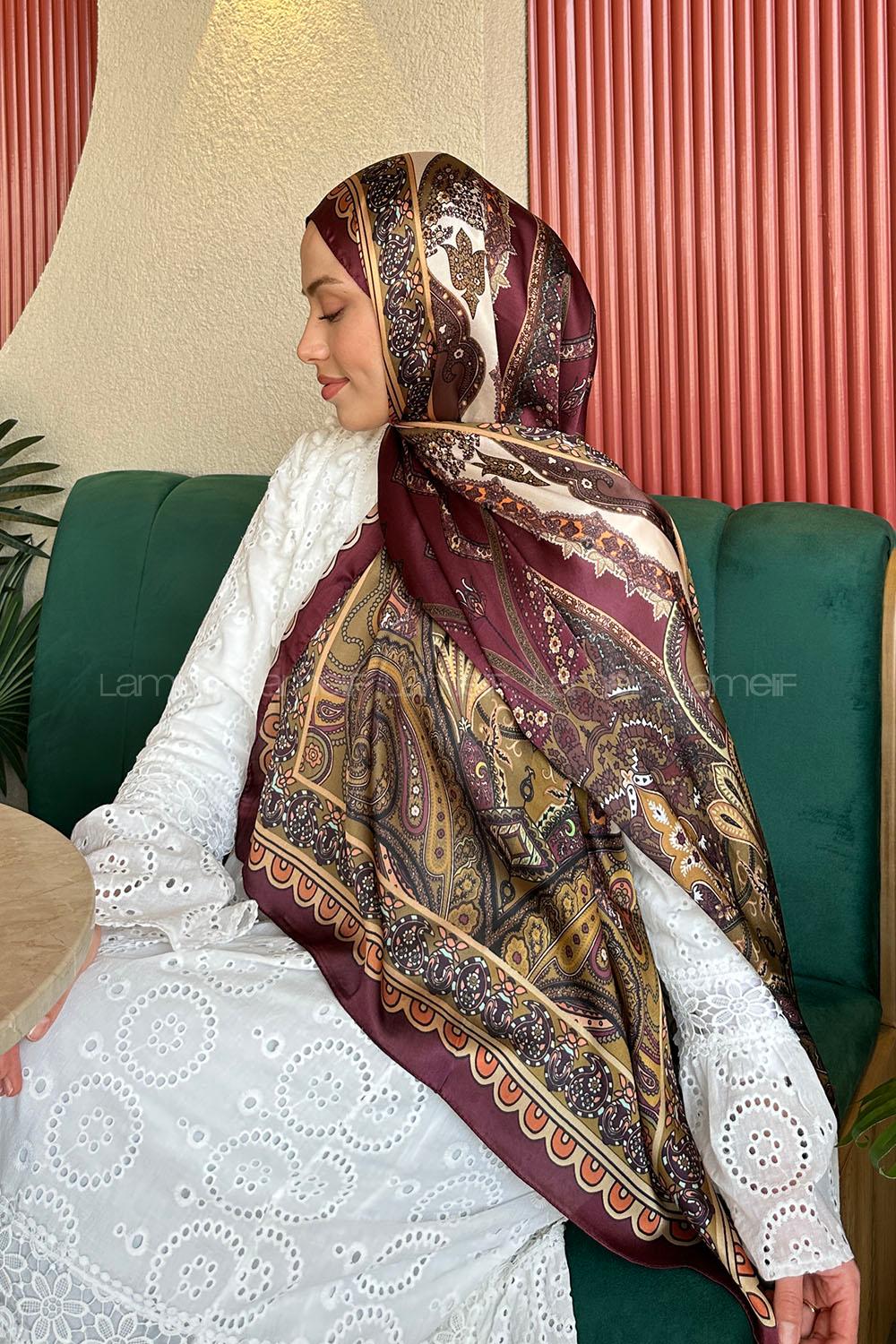 Plum Cotton Striped Shawl