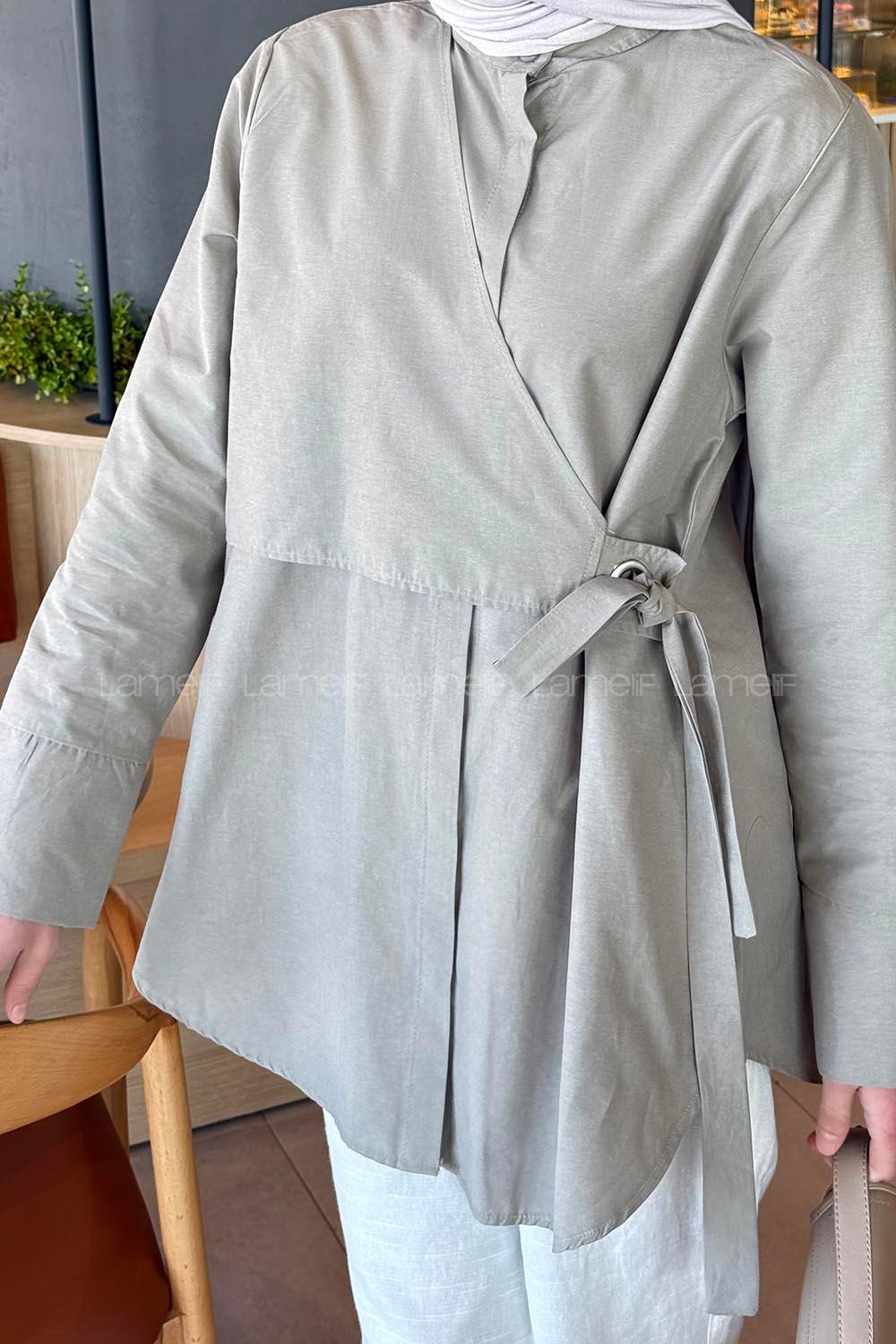 Lamelif Kuşaklı Tesettür Tunik Haki