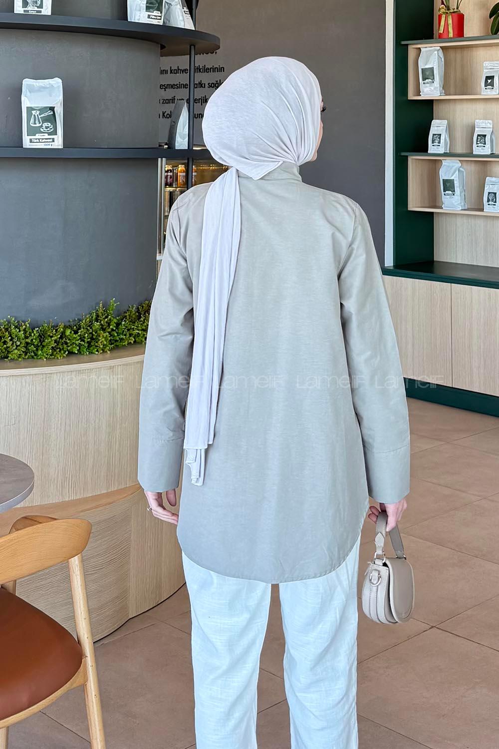 Lamelif Kuşaklı Tesettür Tunik Haki