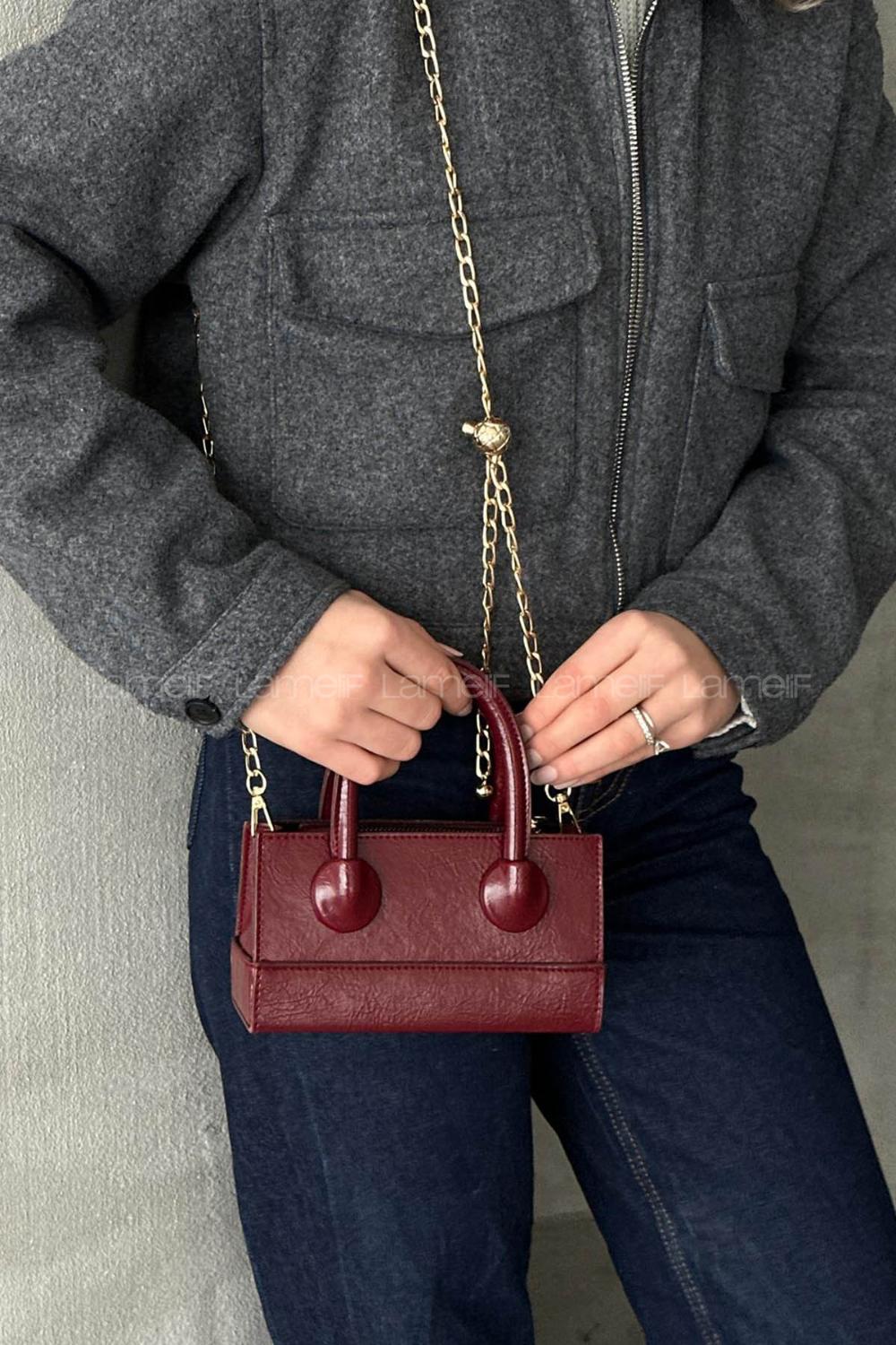 Claret Red Without Accessories Skin Hand Bag Arm Bag Bag