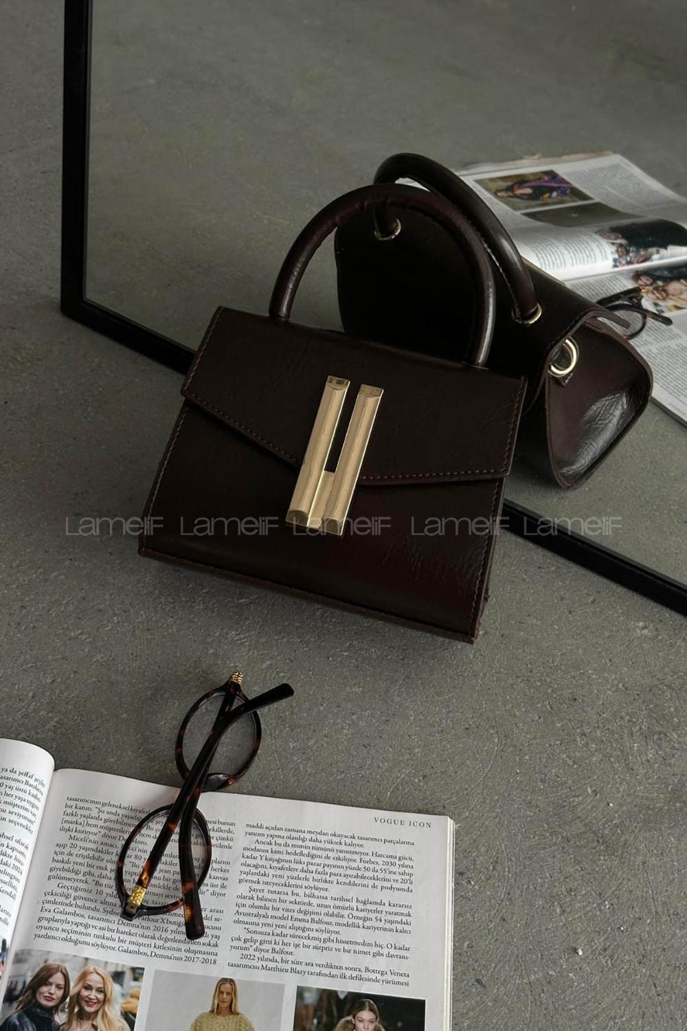 Lamelif Montanna Model Kadın El Ve Omuz Çantası Acı Kahve