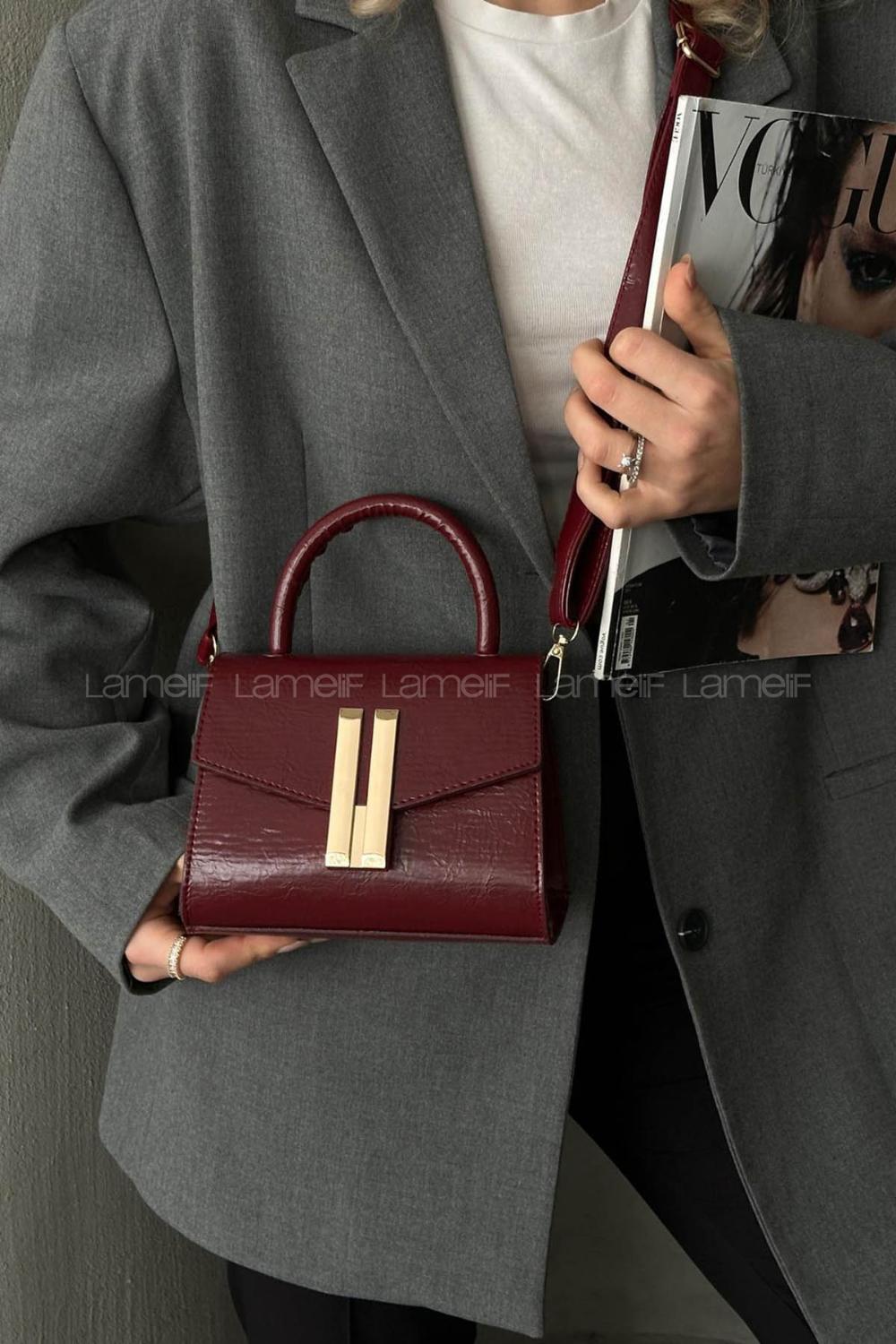 Lamelif Montanna Model Kadın El Ve Omuz Çantası Bordo