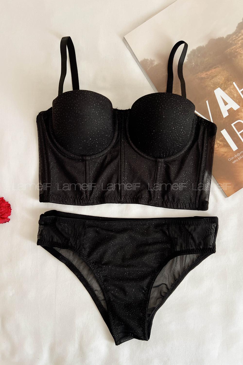 Lamelif  Simli Büstiyer Destekli Takım