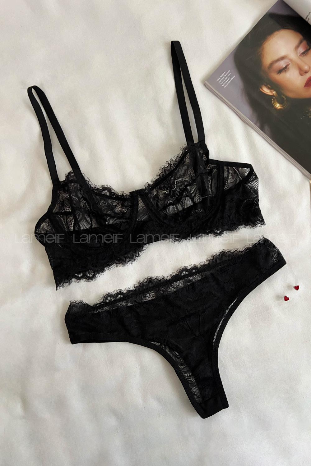 Lamelif Dantel Bralet Takım Desteksiz