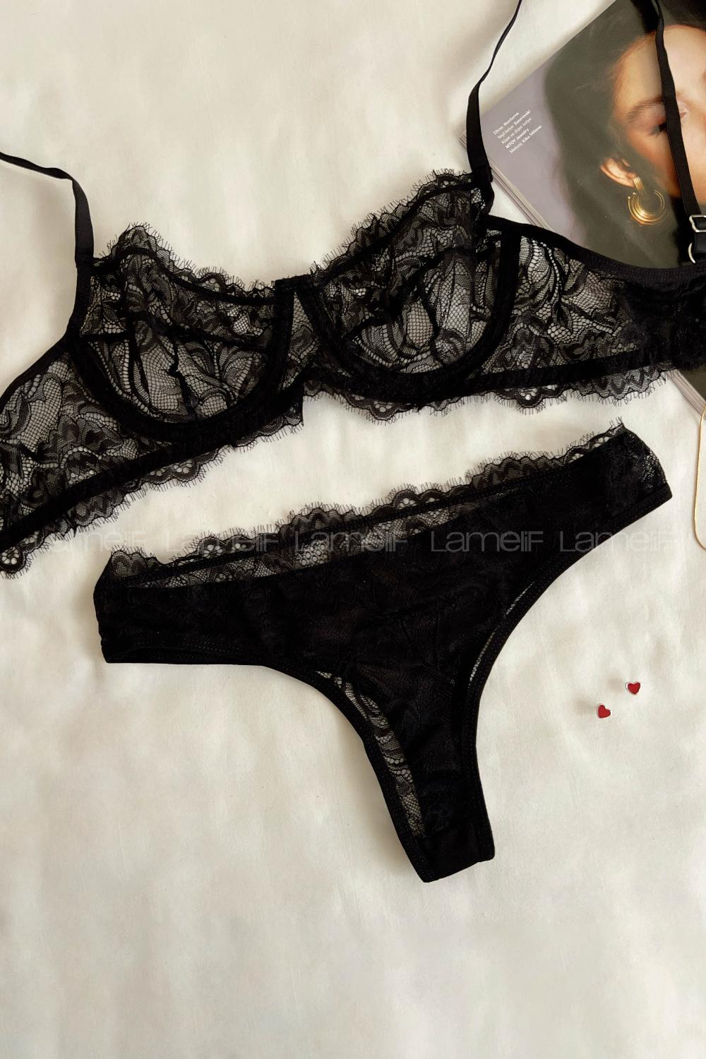 Lamelif Dantel Bralet Takım Desteksiz