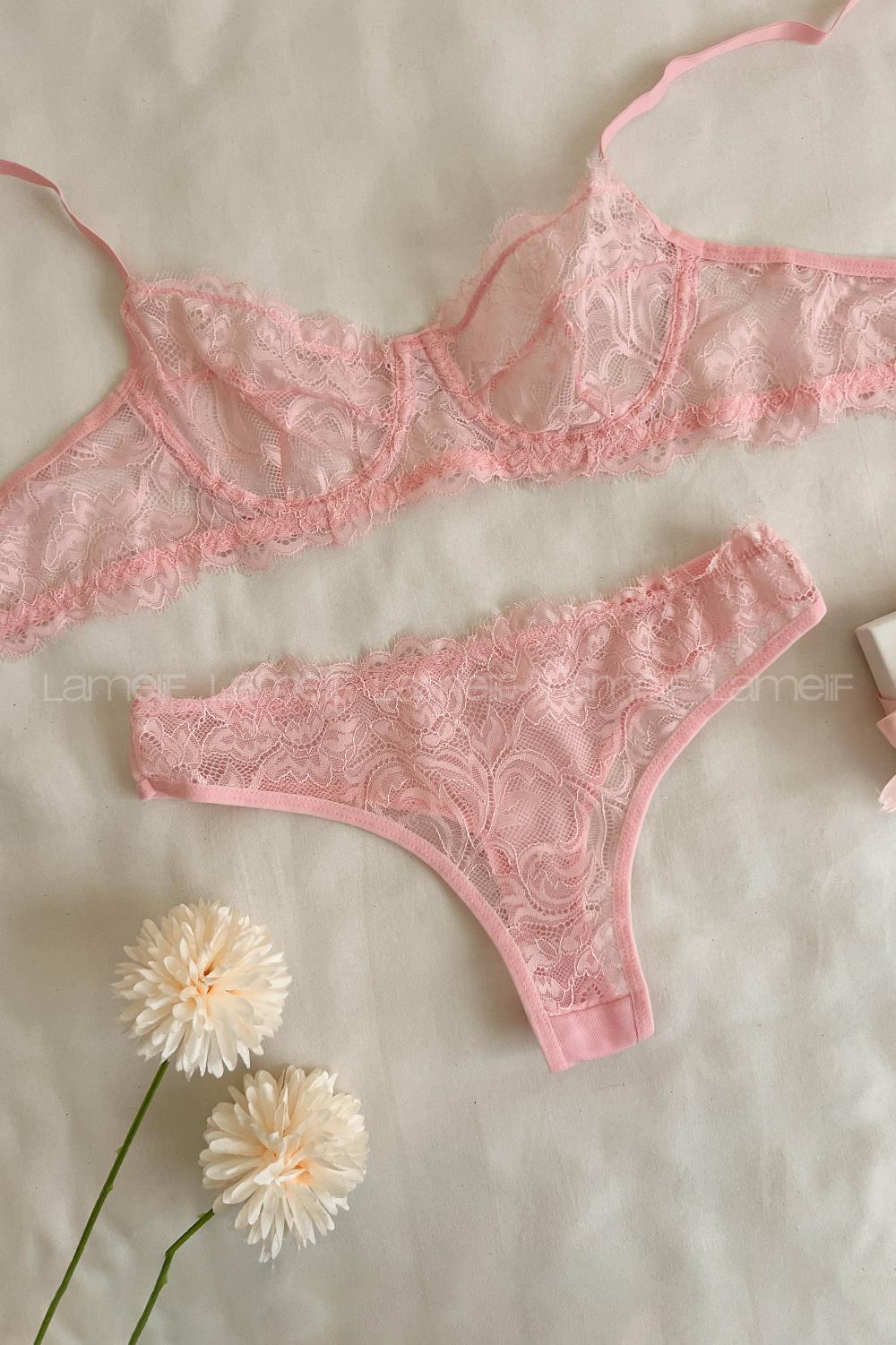 Lamelif Dantel Bralet Takım Desteksiz