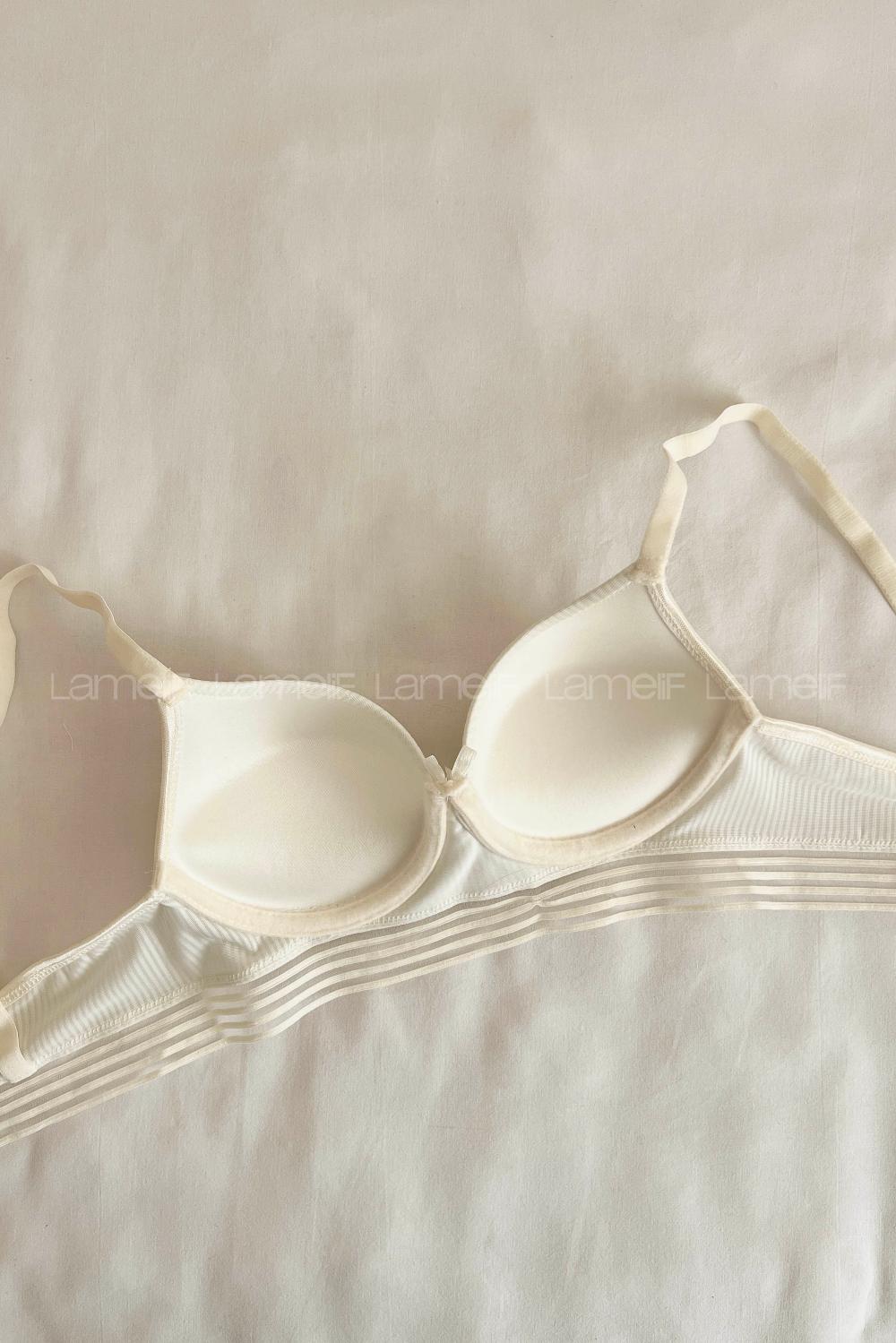 Ecru Cotton Fabric Without Underwire Support Bralet